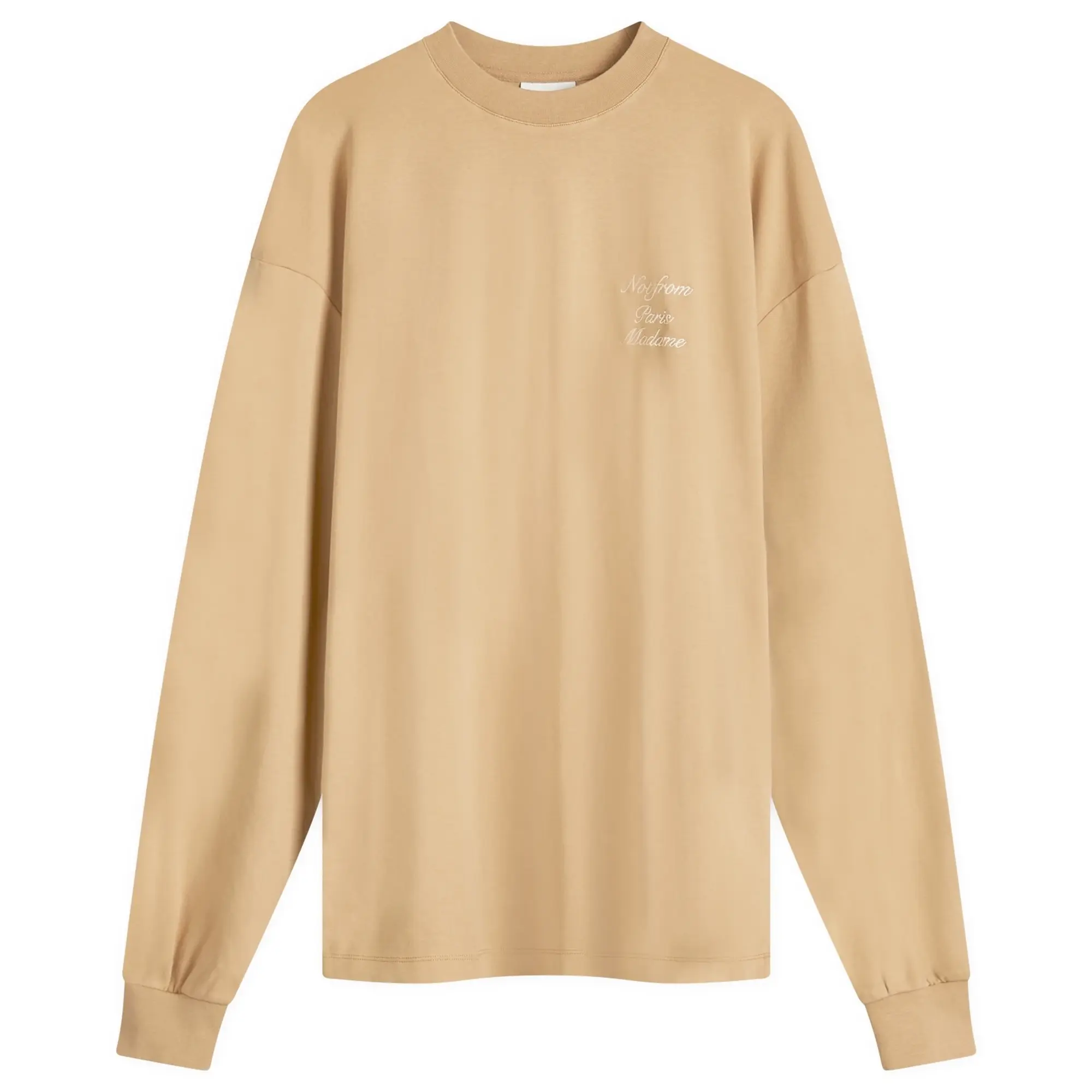 Drôle de Monsieur Men's Not From Paris Madame Calligraphy Long Sle Ice Brown