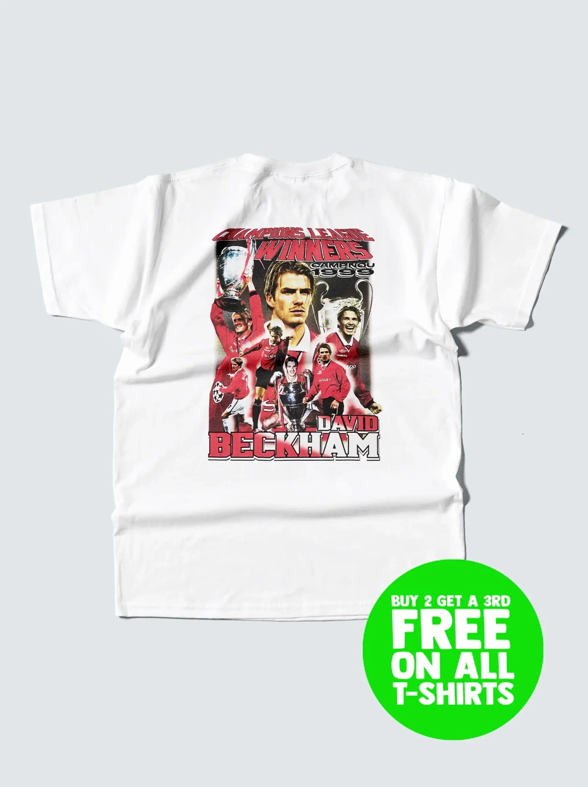 Champion MANCHESTER UNITED BECKHAM 'CAMP NOU 1999' BOOTLEG TEE, Small / Manchester United / Black