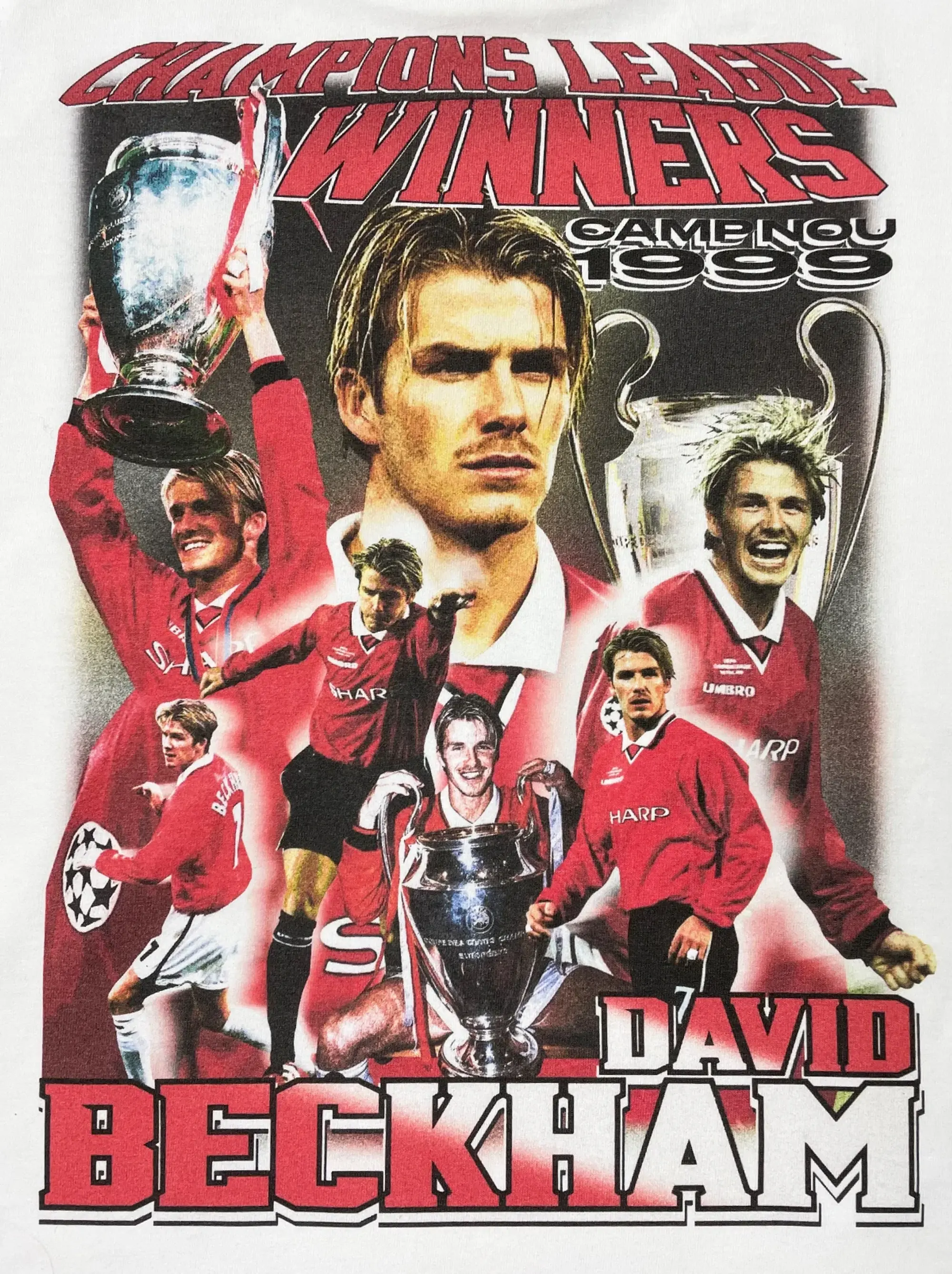 Champion MANCHESTER UNITED BECKHAM 'CAMP NOU 1999' BOOTLEG TEE, Small / Manchester United / Black