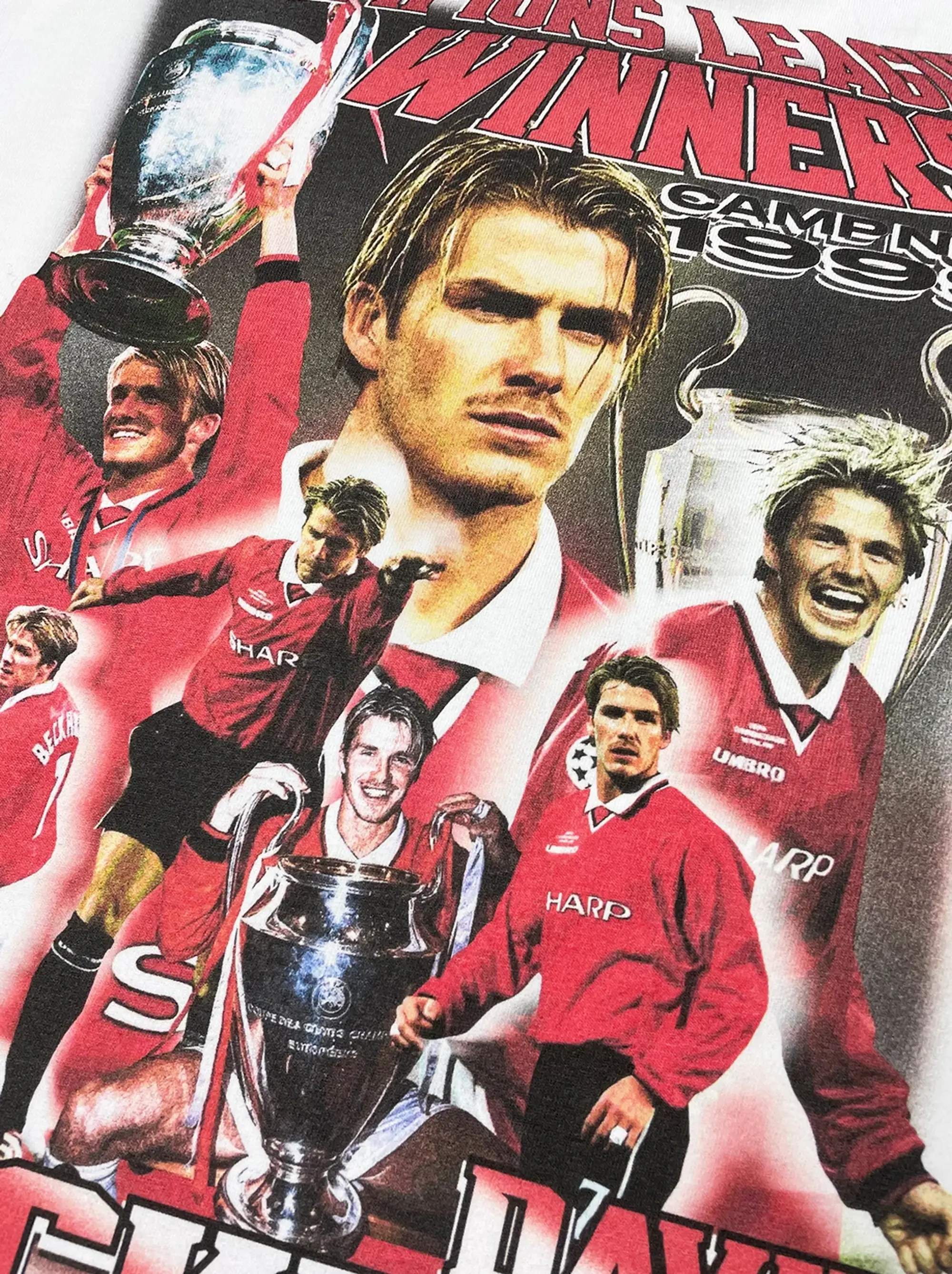 Champion MANCHESTER UNITED BECKHAM 'CAMP NOU 1999' BOOTLEG TEE, Small / Manchester United / Black