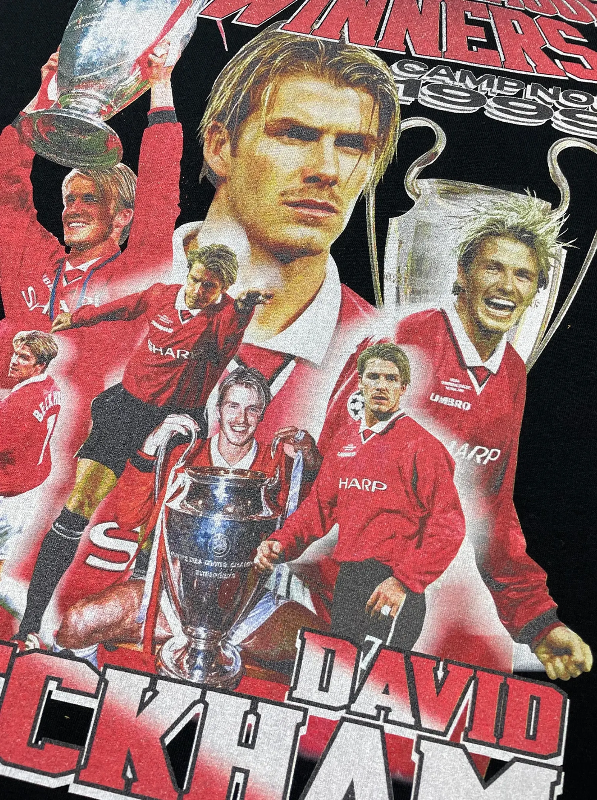 Champion MANCHESTER UNITED BECKHAM 'CAMP NOU 1999' BOOTLEG TEE, Small / Manchester United / Black