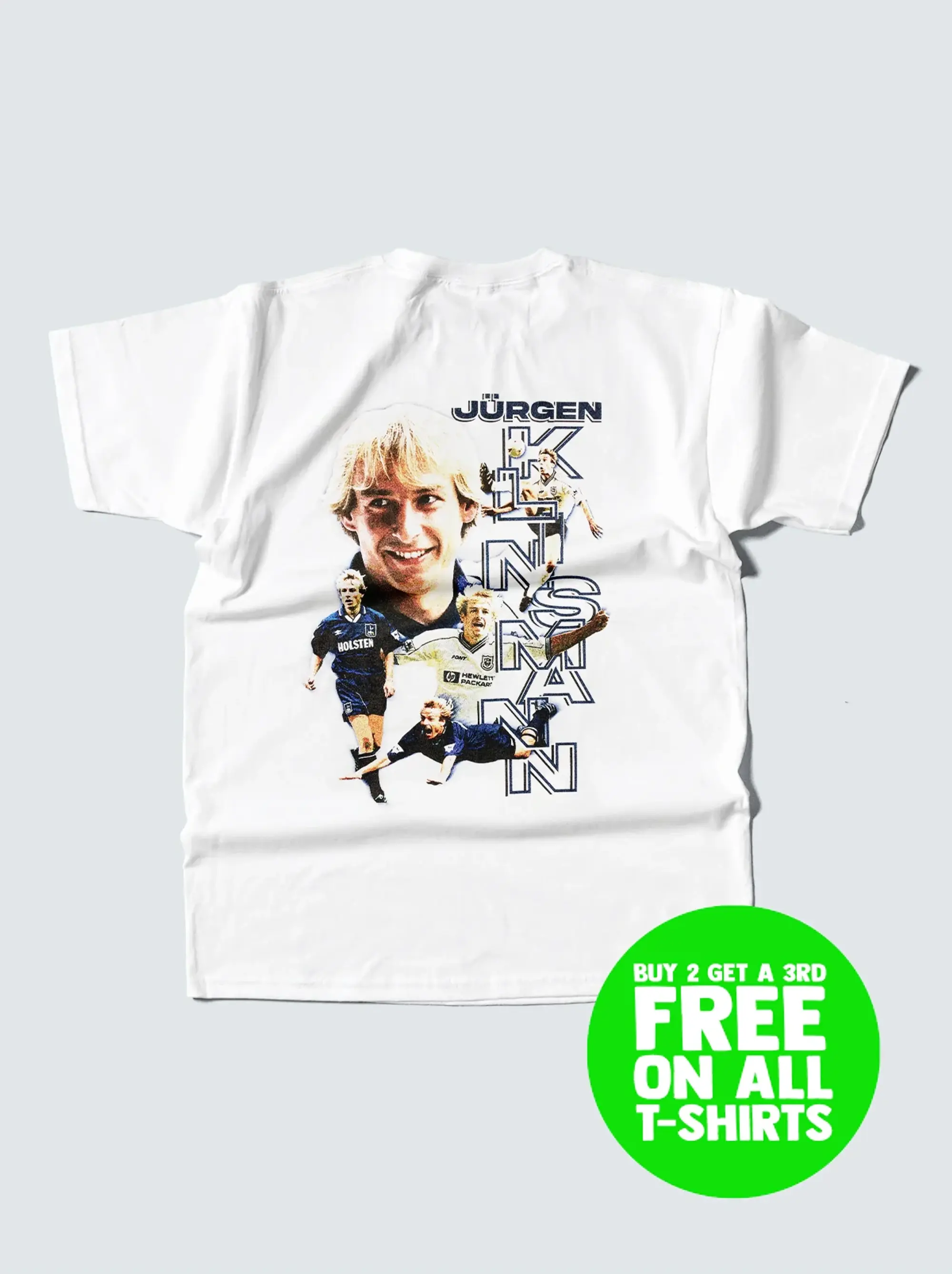 TOTTENHAM HOTSPUR JURGEN KLINSMANN BOOTLEG TEE | Cult Kits, Small / Tottenham / White