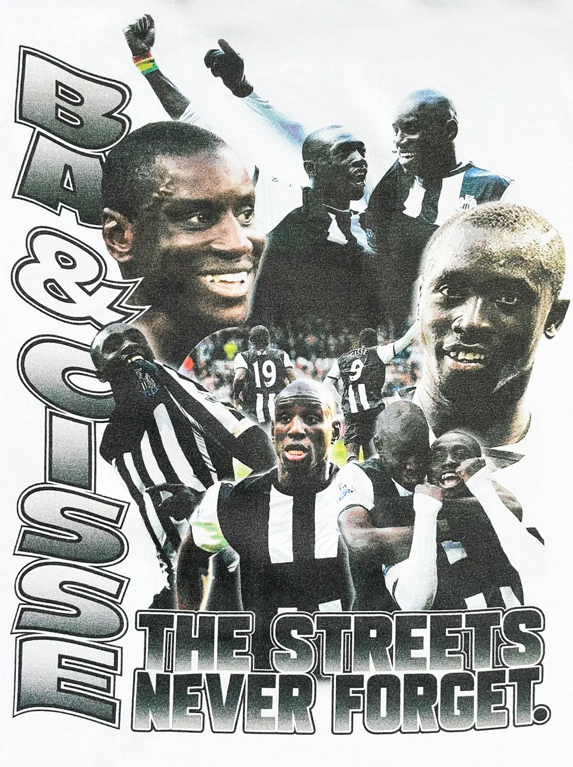 NEWCASTLE UNITED BA & CISSE BOOTLEG TEE | Cult Kits, Small / Newcastle / Black