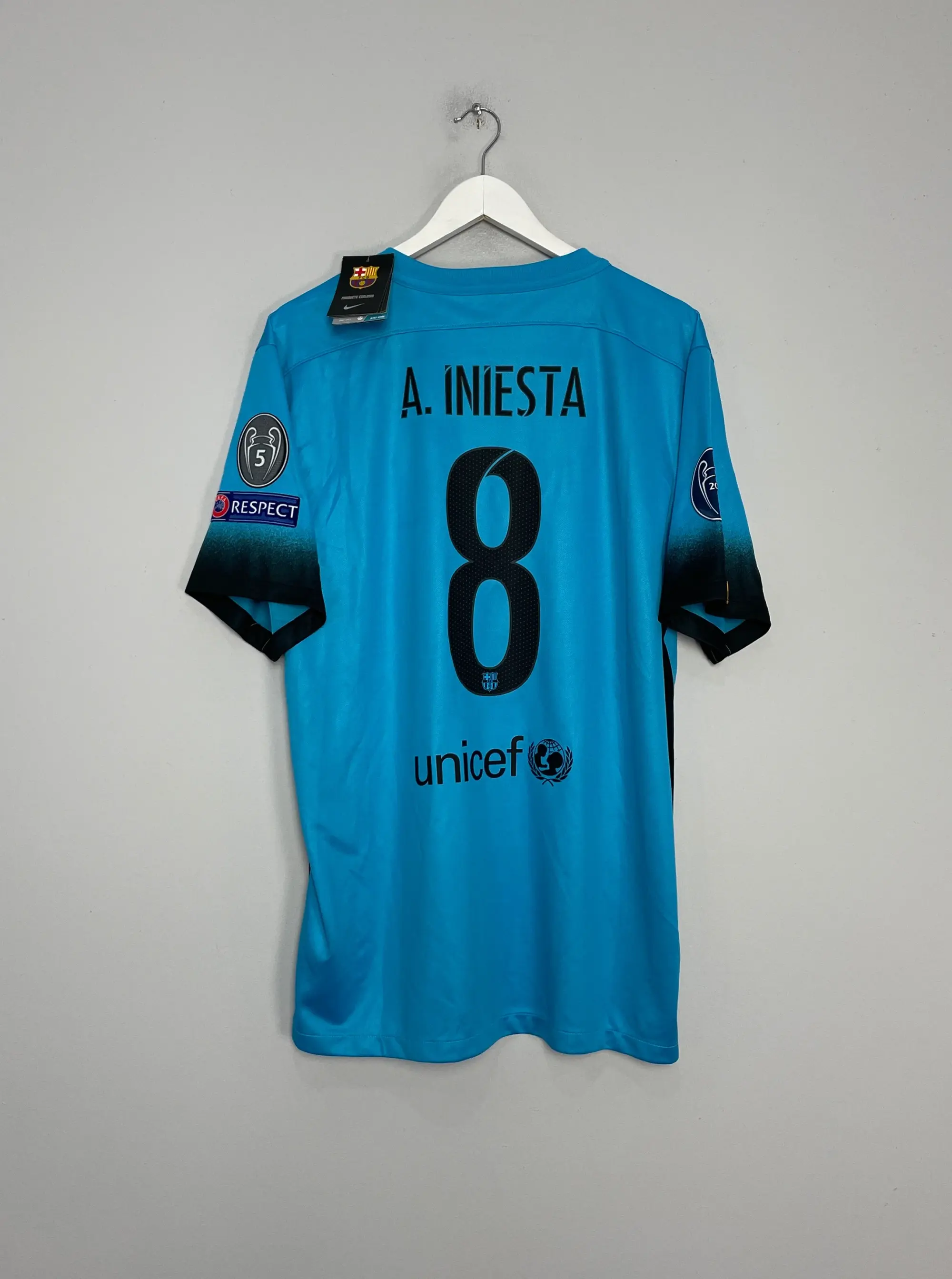 2015/16 BARCELONA INIESTA #8 *BNWT* C/L THIRD SHIRT (XL