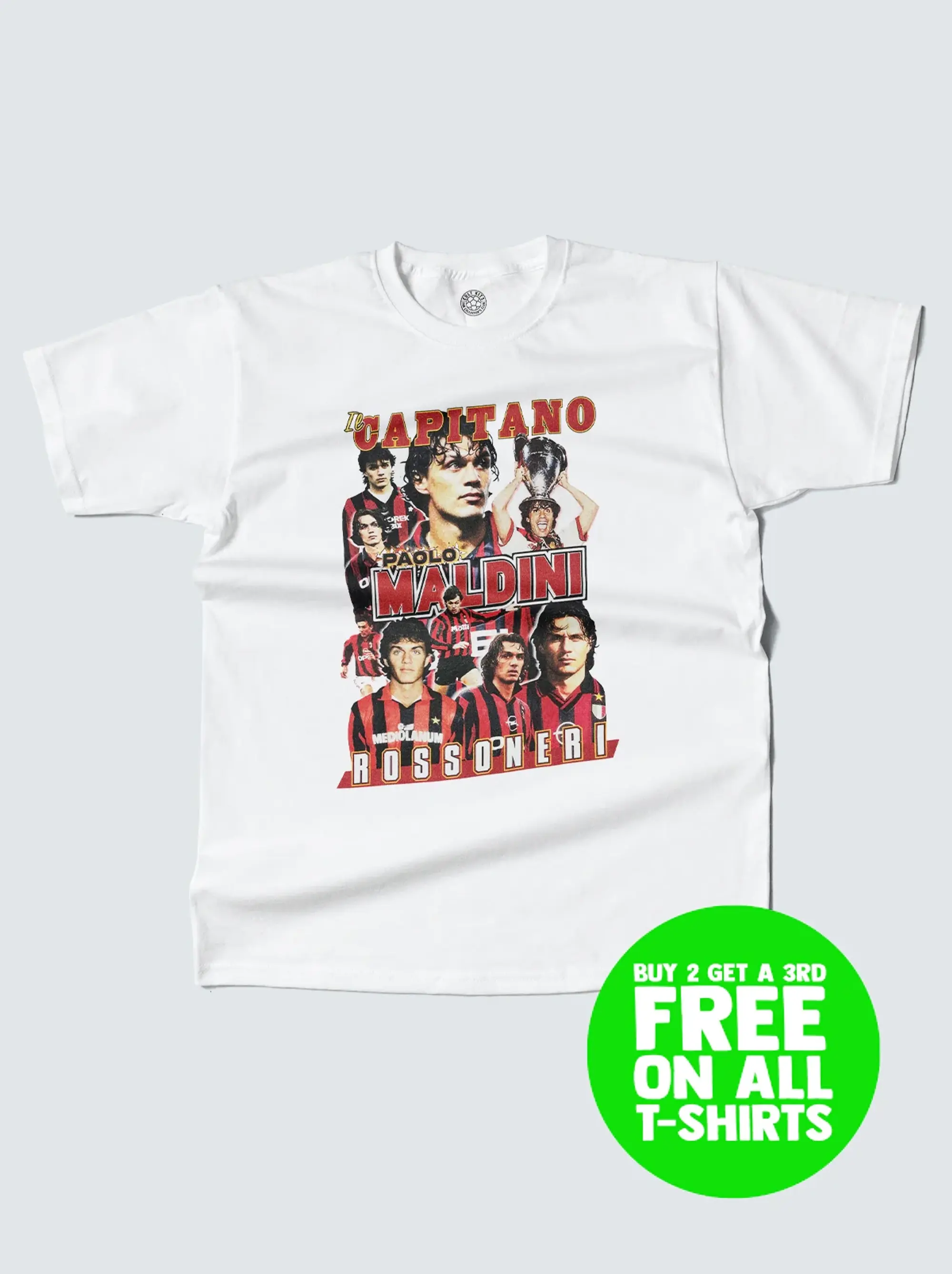AC MILAN IL CAPITANO MALDINI BOOTLEG TEE, Small / AC Milan / White