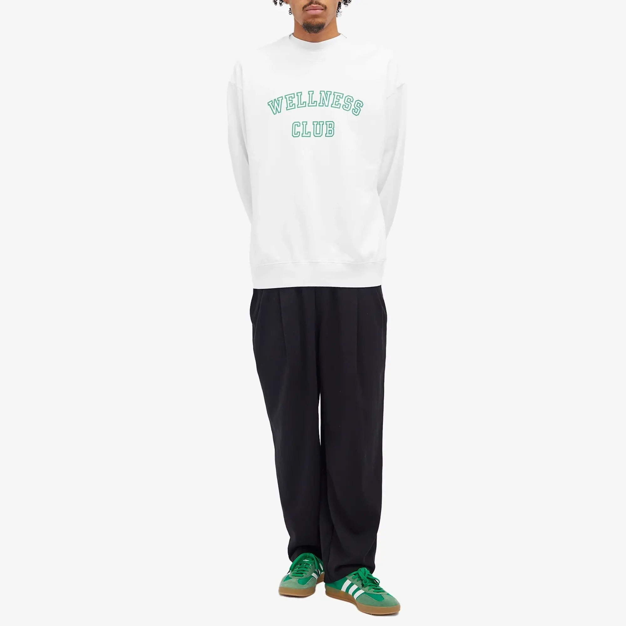 Sporty & Rich Wellness Club Flocked Sweatshirt White/Verde