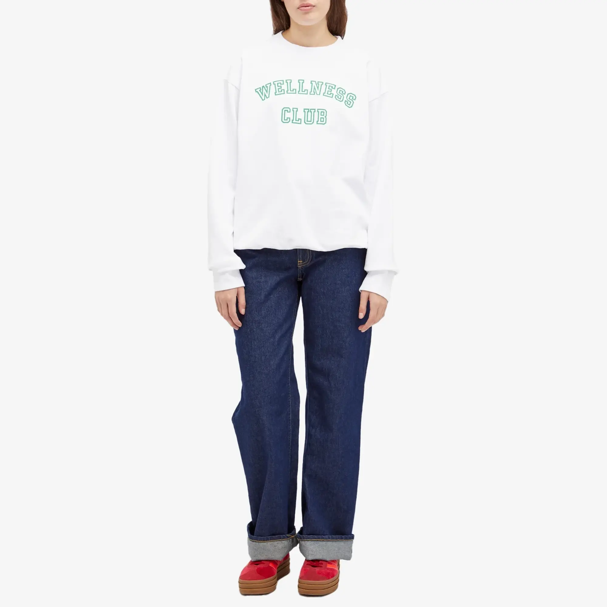 Sporty & Rich Wellness Club Flocked Sweatshirt White/Verde