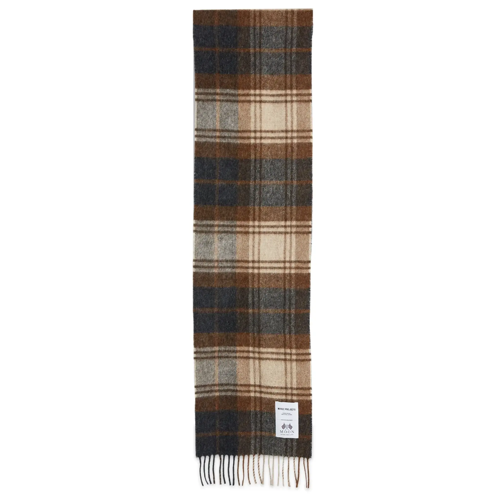 Norse Projects Men's Moon Lambswool Checked Scarf Taupe