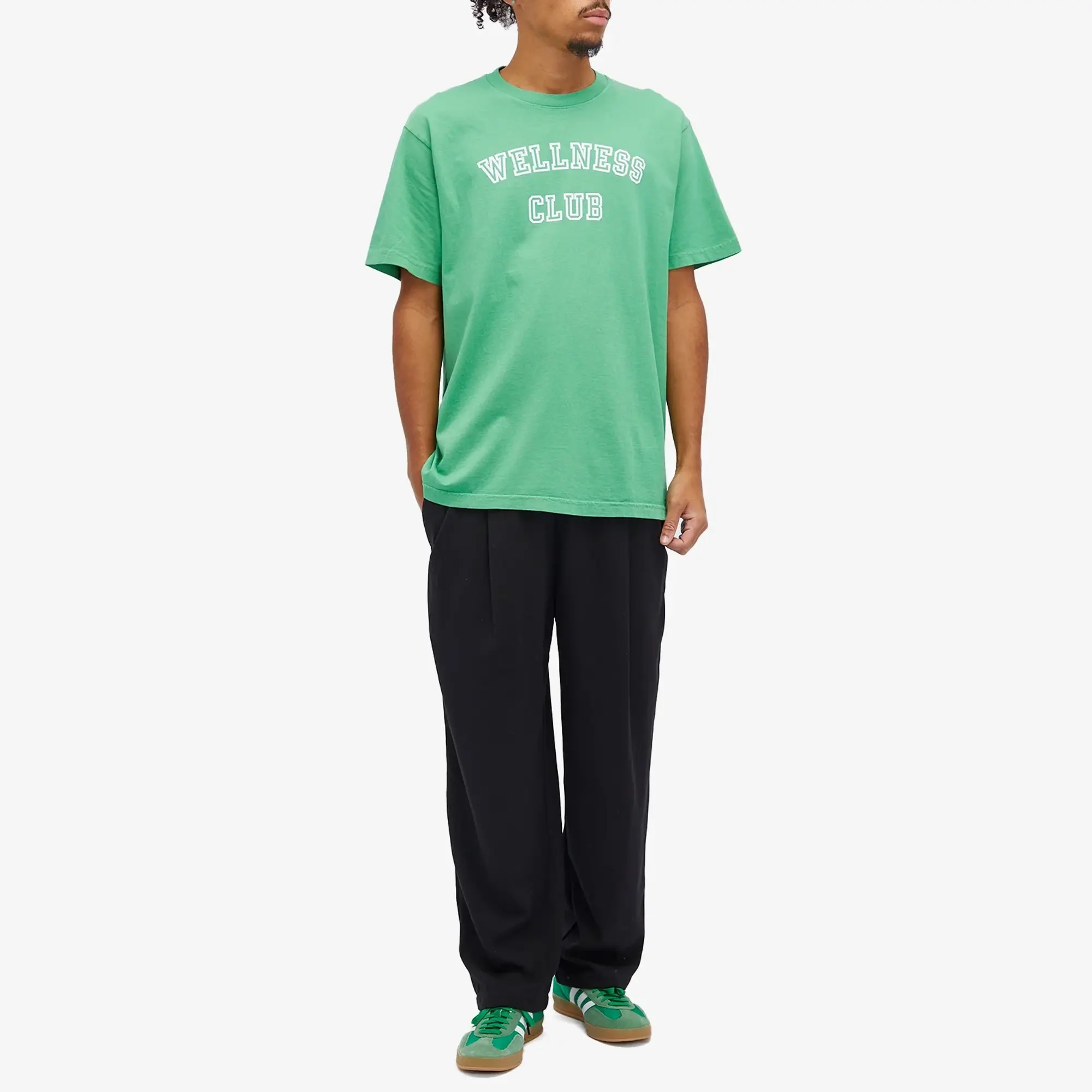 Sporty & Rich Wellness Club Flocked T-Shirt Verde/White