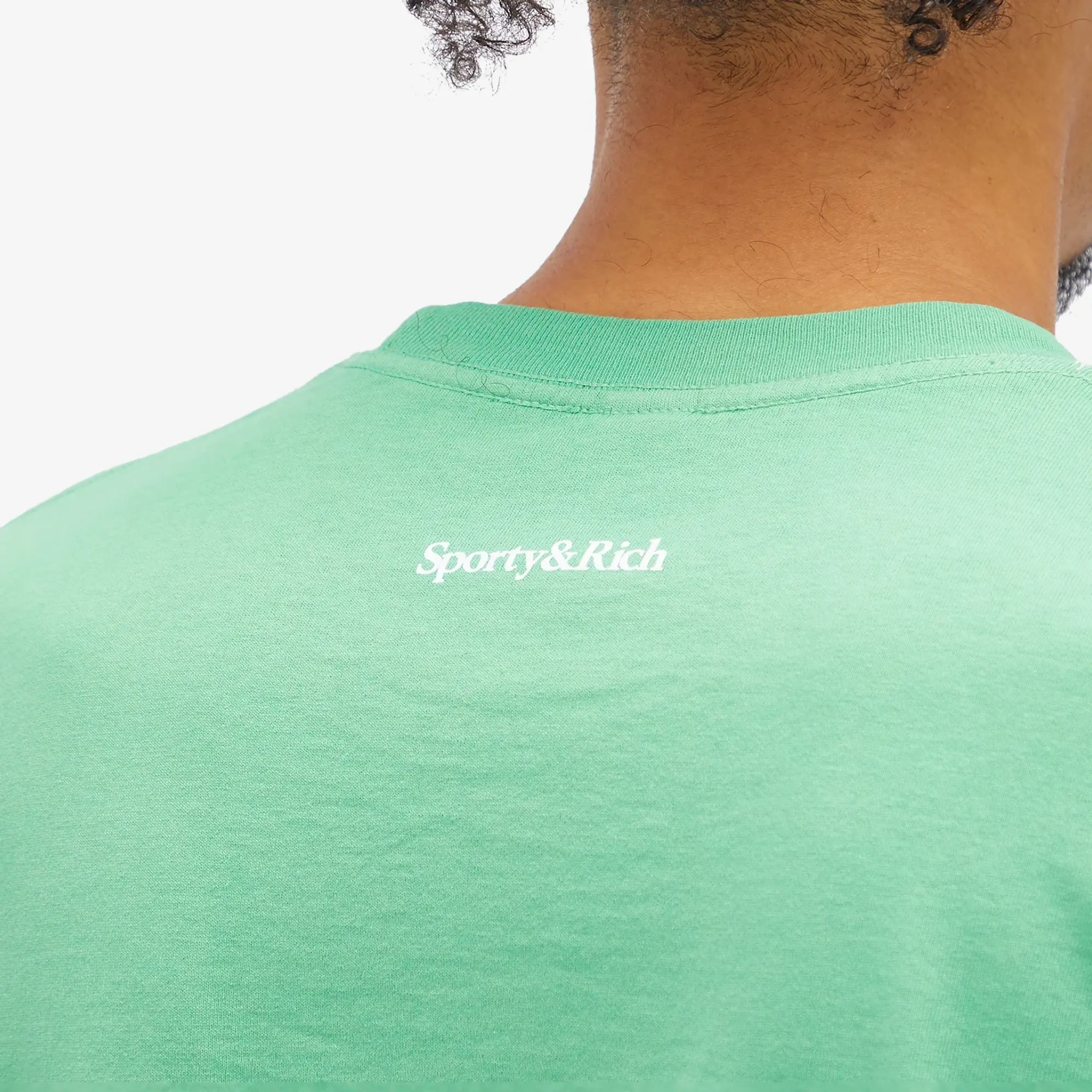 Sporty & Rich Wellness Club Flocked T-Shirt Verde/White