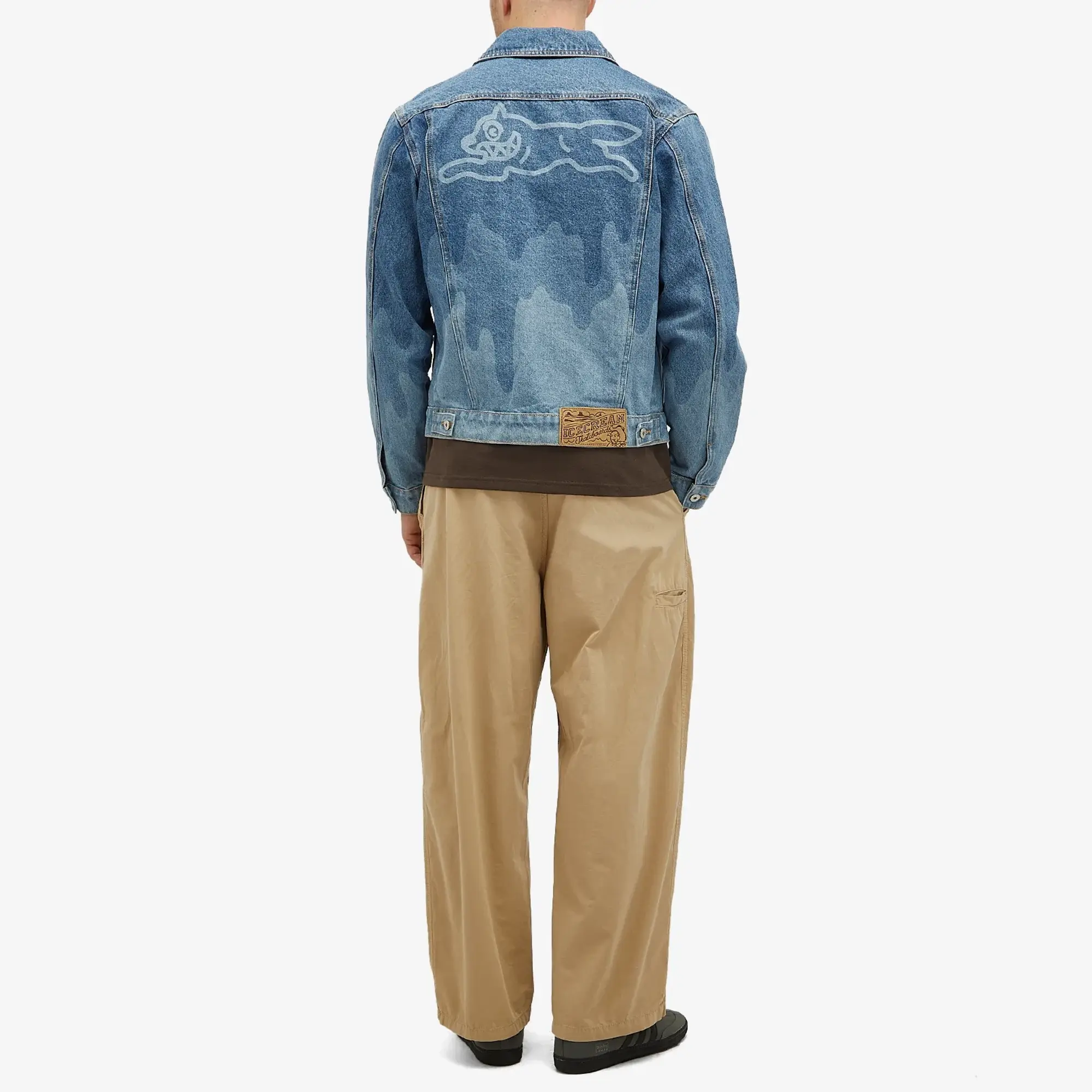 ICECREAM Men's Drip Denim Trucker Jacket Mid Wash Blue