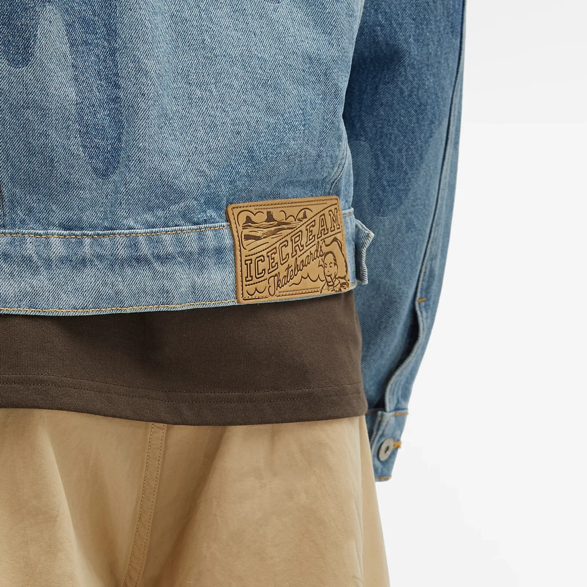 ICECREAM Men's Drip Denim Trucker Jacket Mid Wash Blue