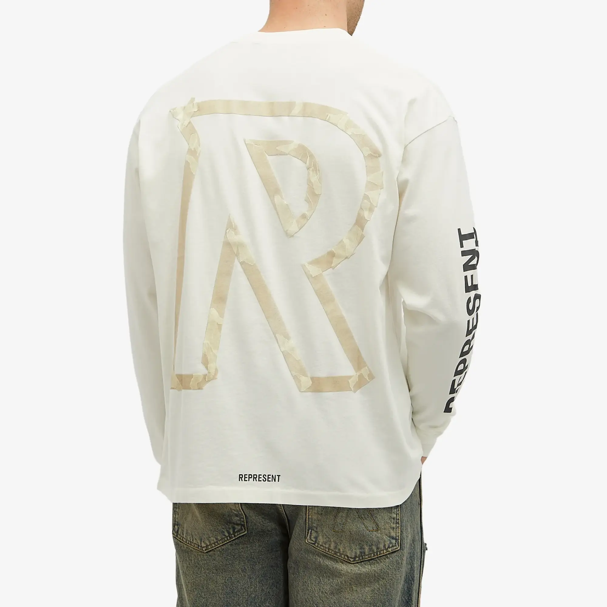 Represent Men's Masking Tape Initial Ls T-Shirt Flat White