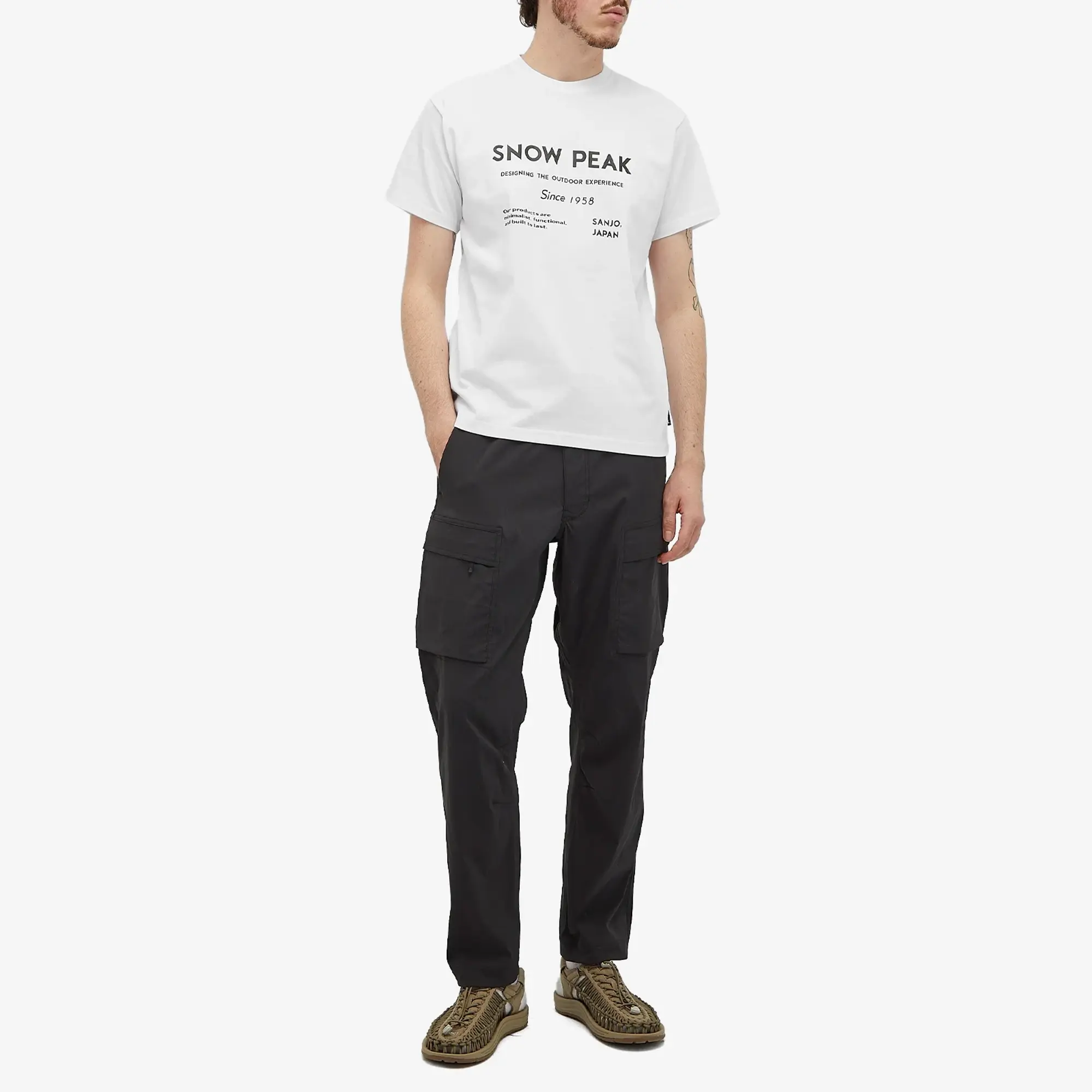 Snow Peak Men's Typography Logo T-Shirt White