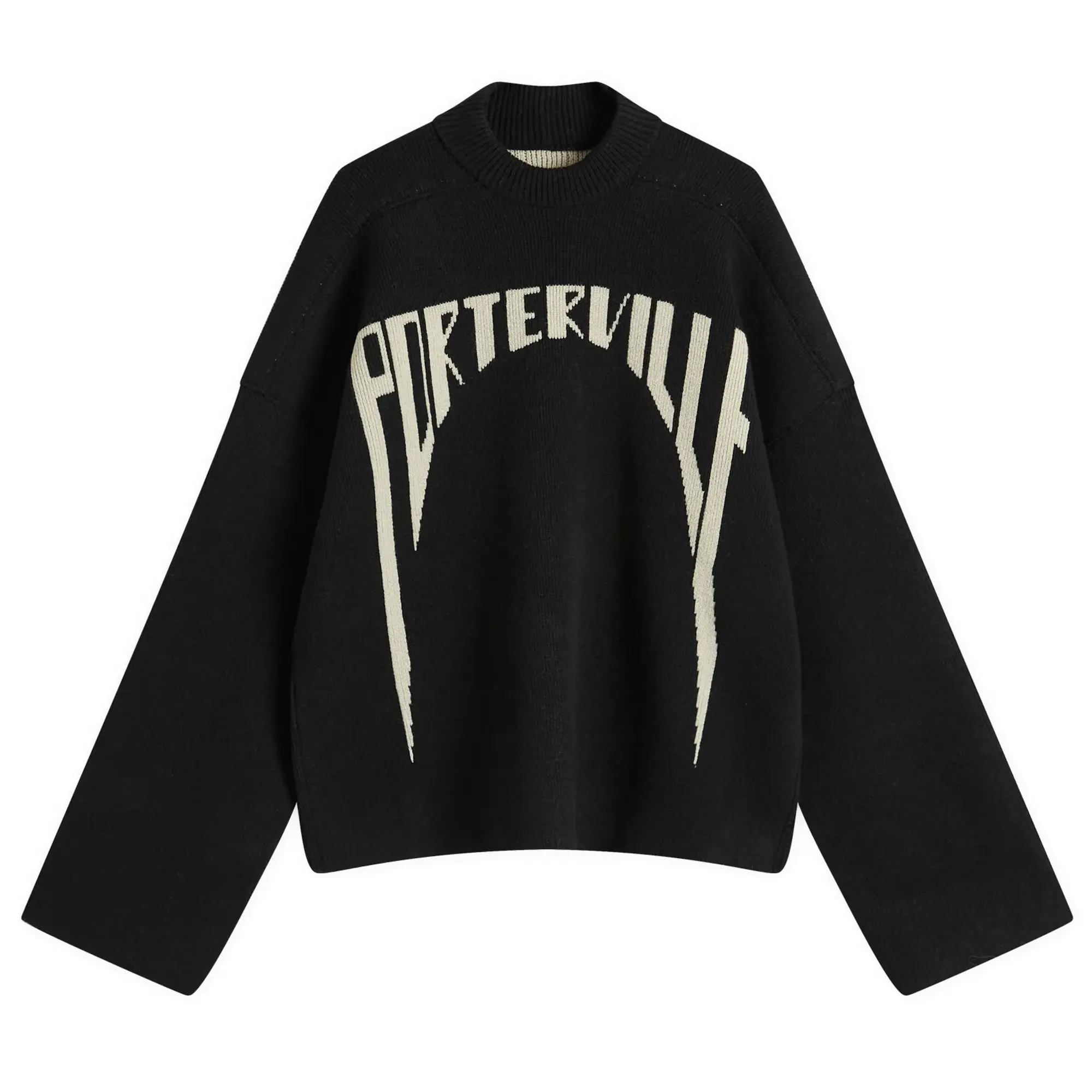 Rick Owens Men's Porterville Wool Jumbo Sweatshirt Black/Pearl