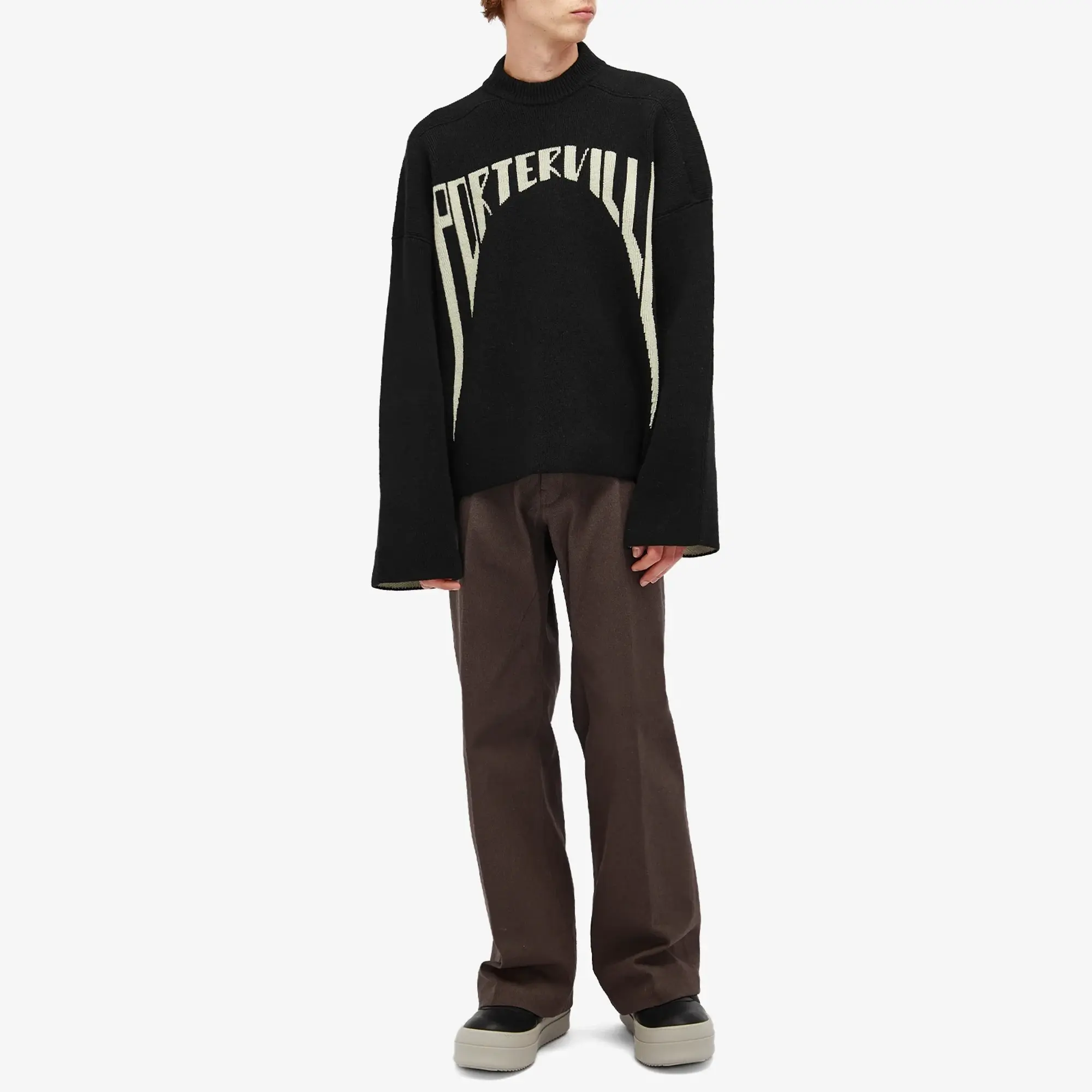 Rick Owens Men's Porterville Wool Jumbo Sweatshirt Black/Pearl