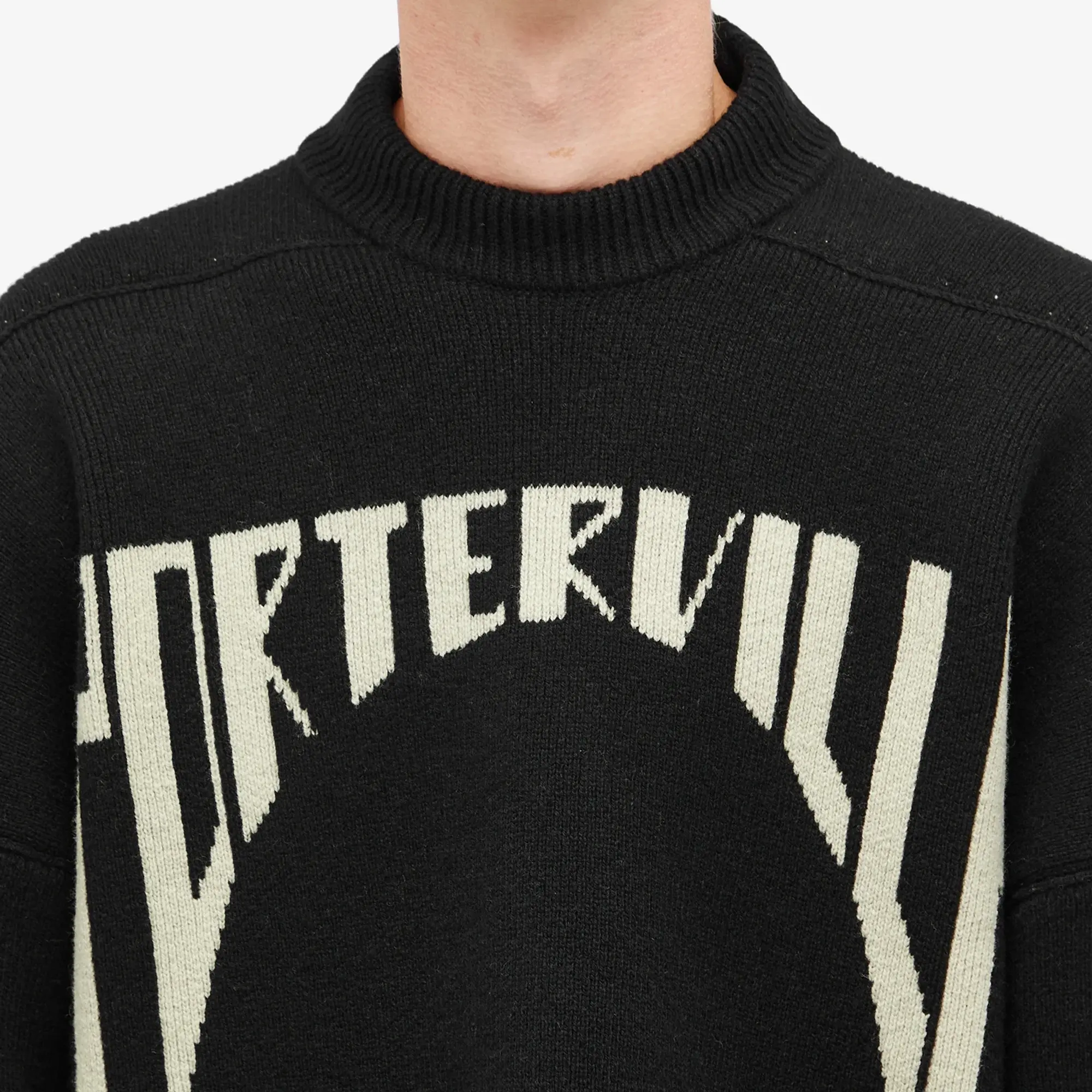 Rick Owens Men's Porterville Wool Jumbo Sweatshirt Black/Pearl