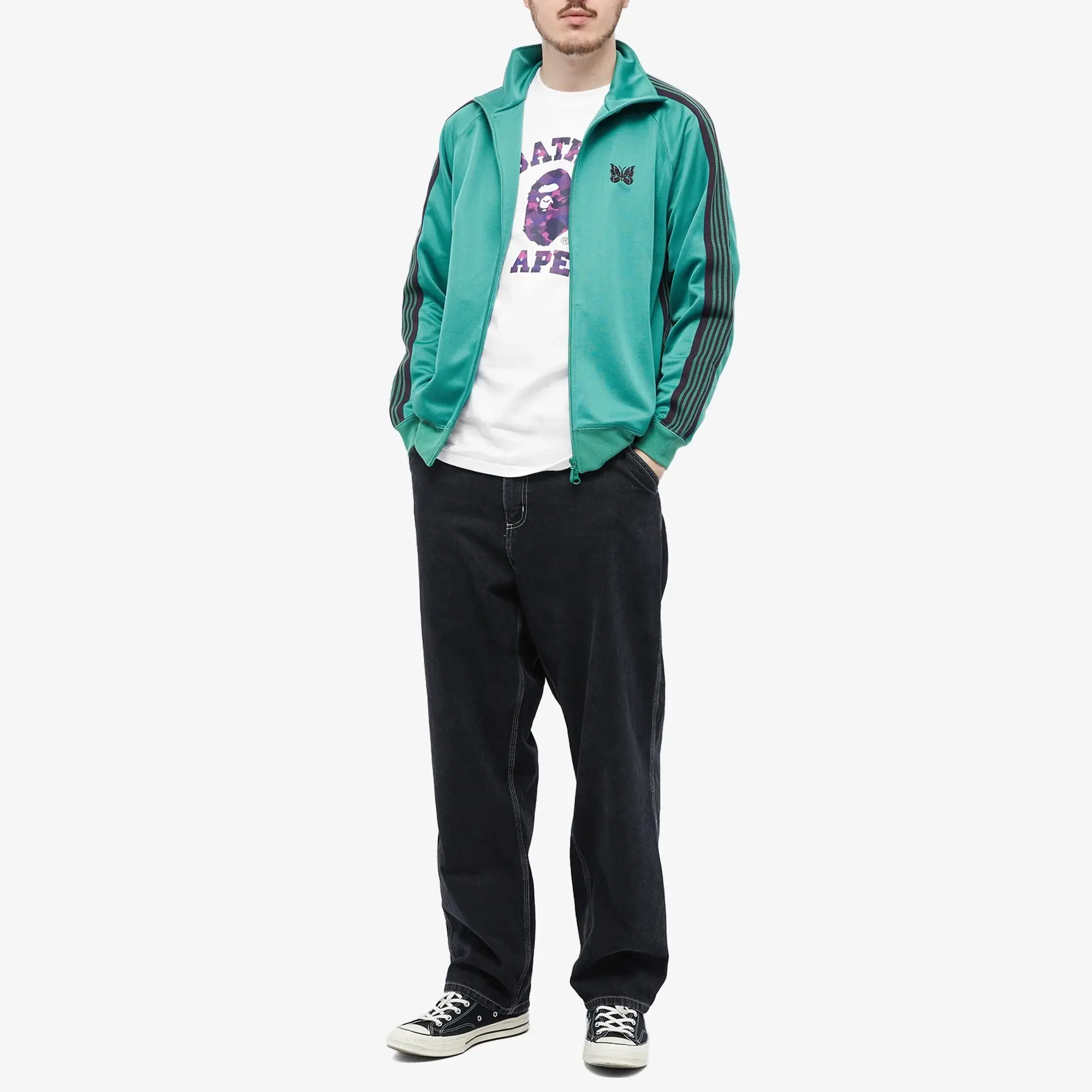A Bathing Ape Men's Colour Camo College T-Shirt White/Purple
