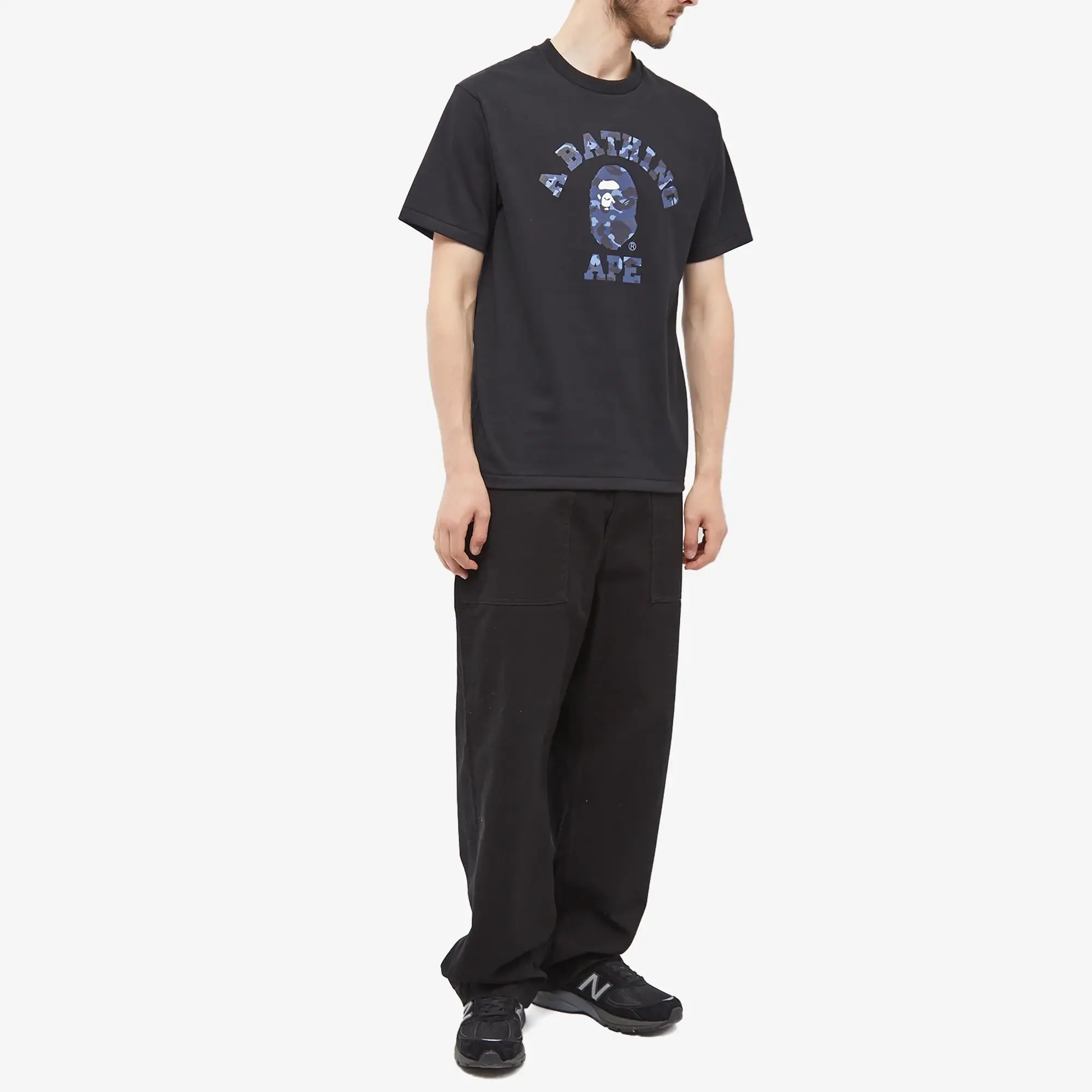 A Bathing Ape Men's Colour Camo College T-Shirt Black/Navy