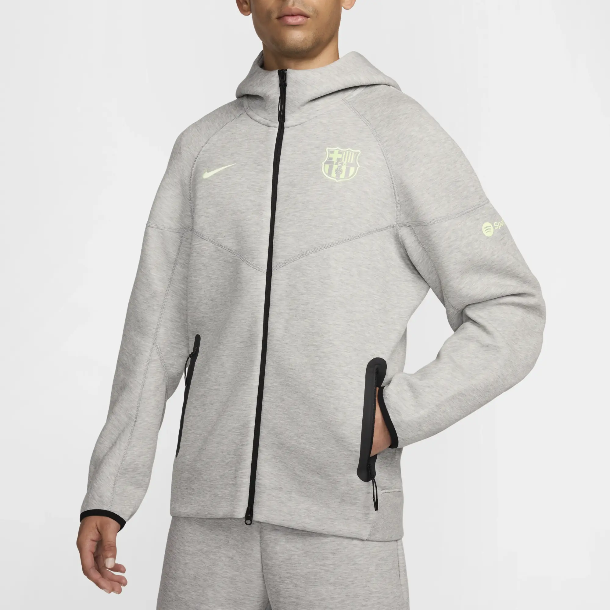 F.C. Barcelona Tech Fleece Windrunner Third Men's Nike Football Full-Zip Hoodie - Grey - Cotton/Polyester