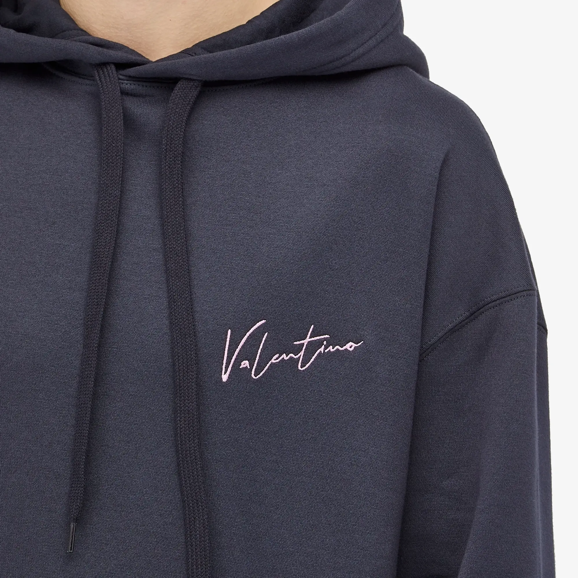 Valentino Men's Logo Popover Hoodie Navy