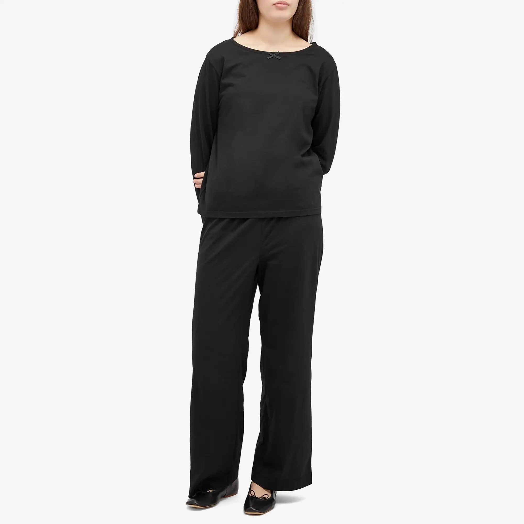 DONNI. Women's Jeresey Bow Simple Trousers Jet
