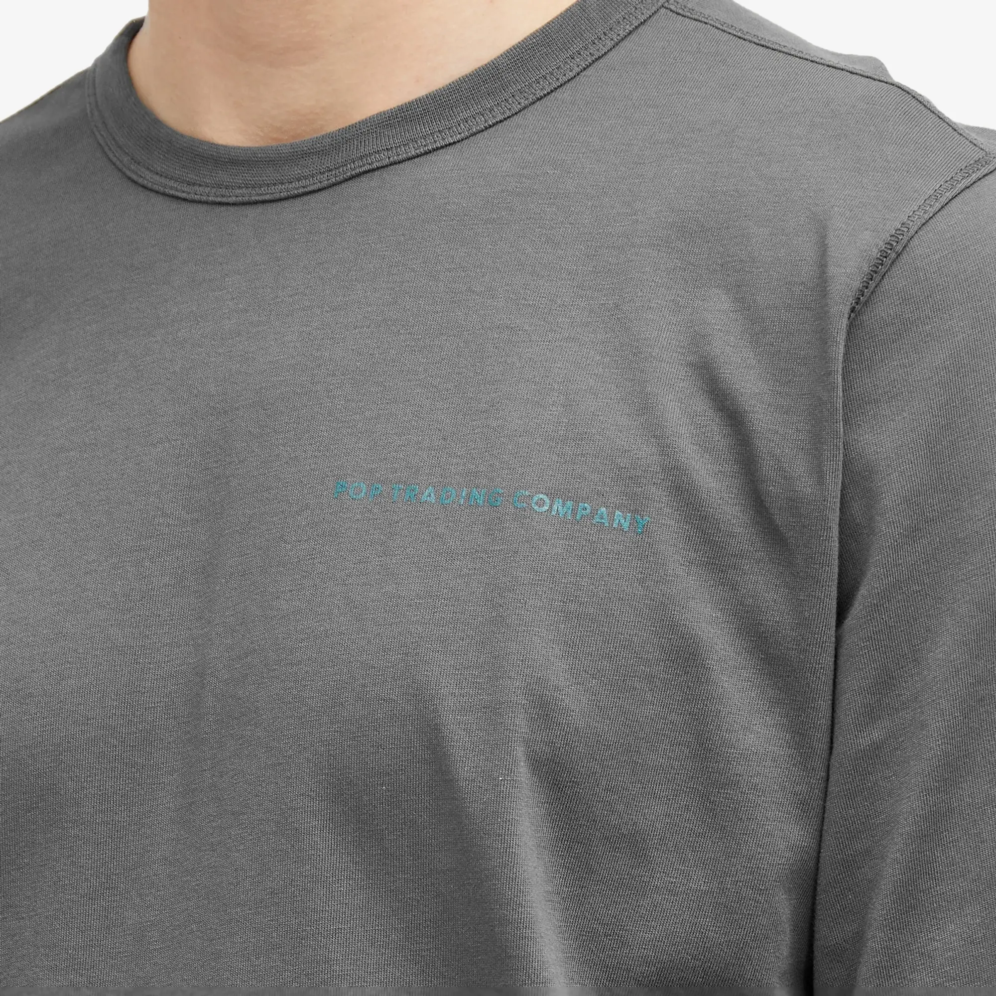 Pop Trading Company Men's Logo Long Sleeve T-Shirt Charcoal