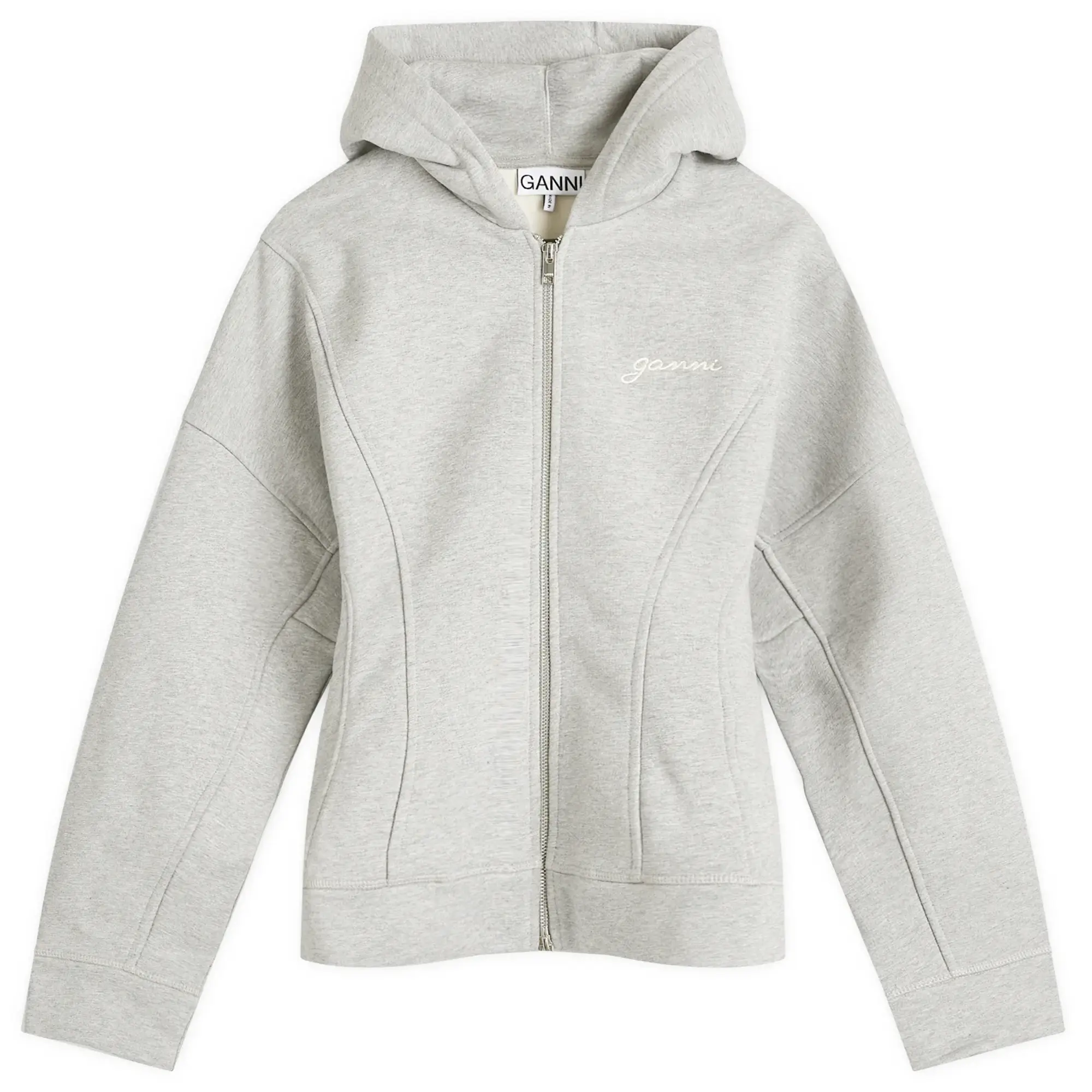 GANNI Women's Heavy Fleece Zip Hoodie Paloma Melange