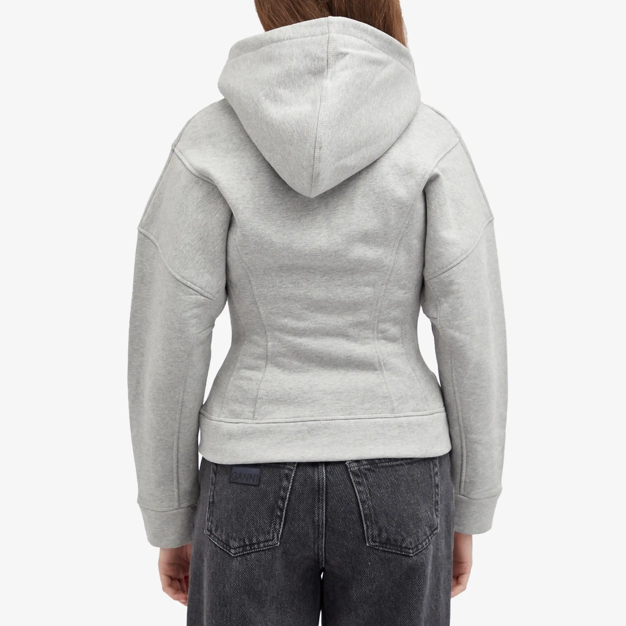 GANNI Women's Heavy Fleece Zip Hoodie Paloma Melange