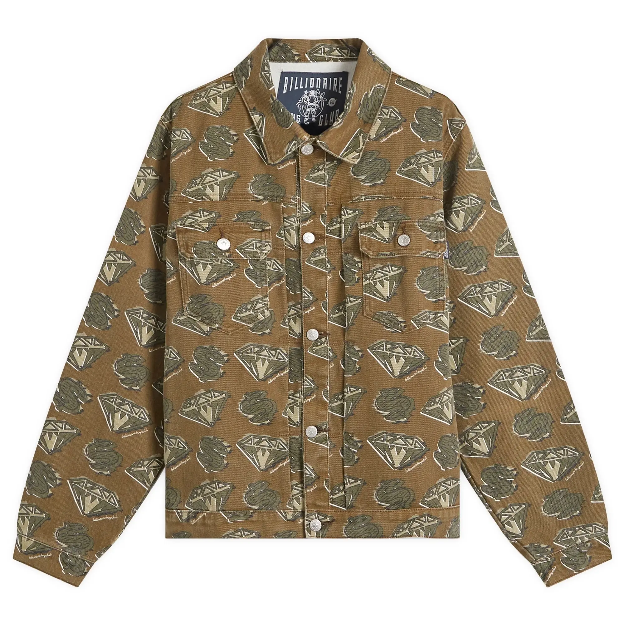 Billionaire Boys Club Men's Diamonds & Dollars AOP Denim Jacket Green