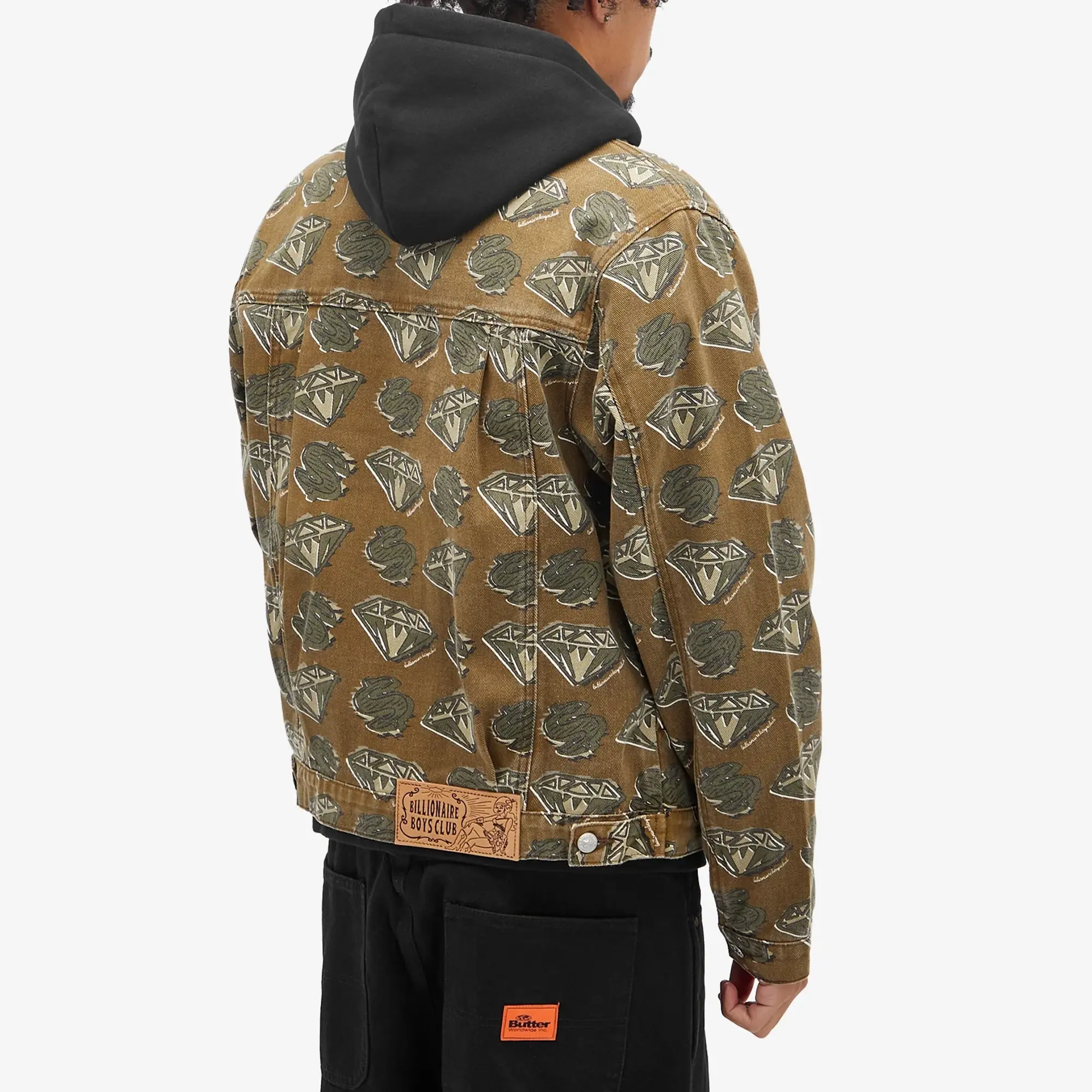 Billionaire Boys Club Men's Diamonds & Dollars AOP Denim Jacket Green