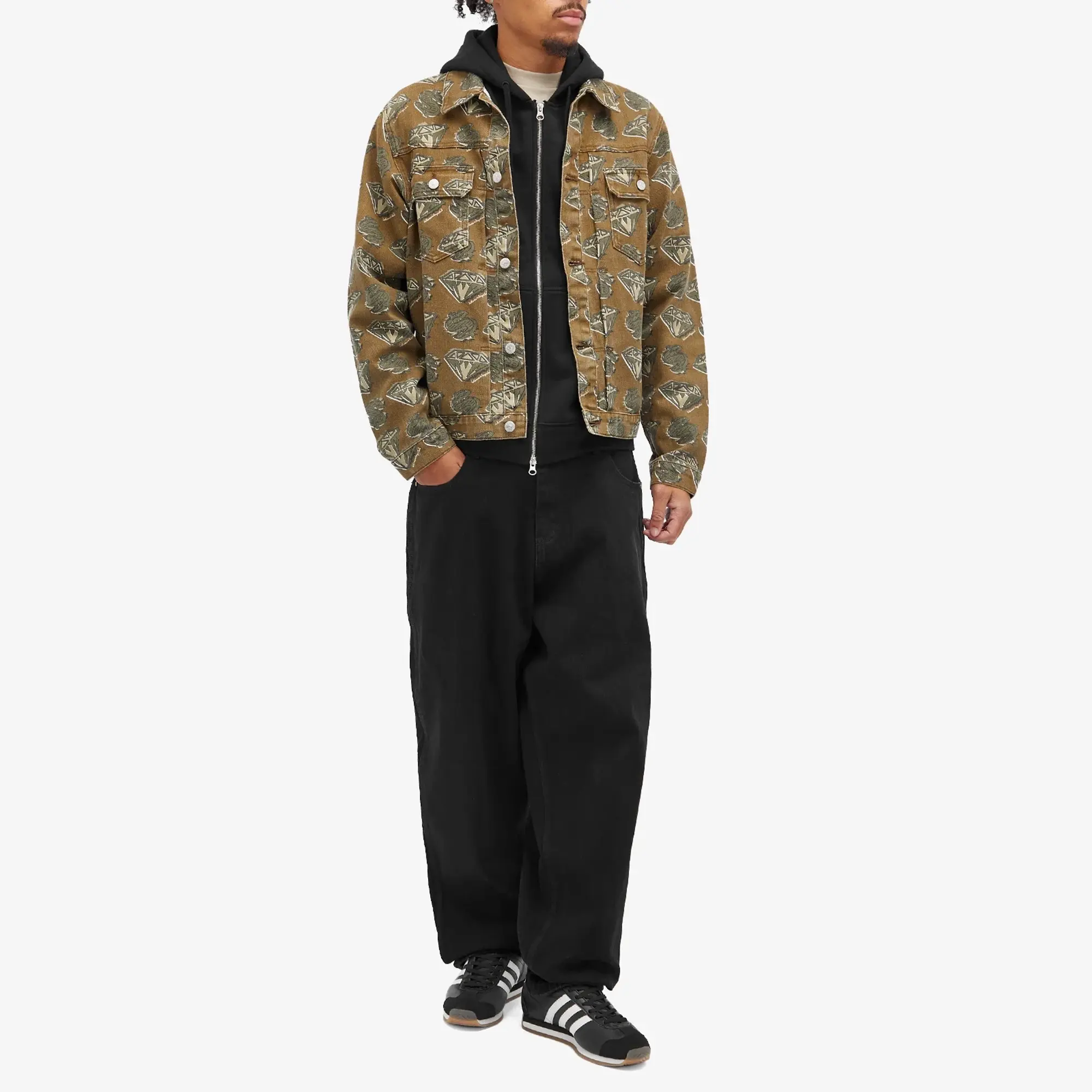 Billionaire Boys Club Men's Diamonds & Dollars AOP Denim Jacket Green