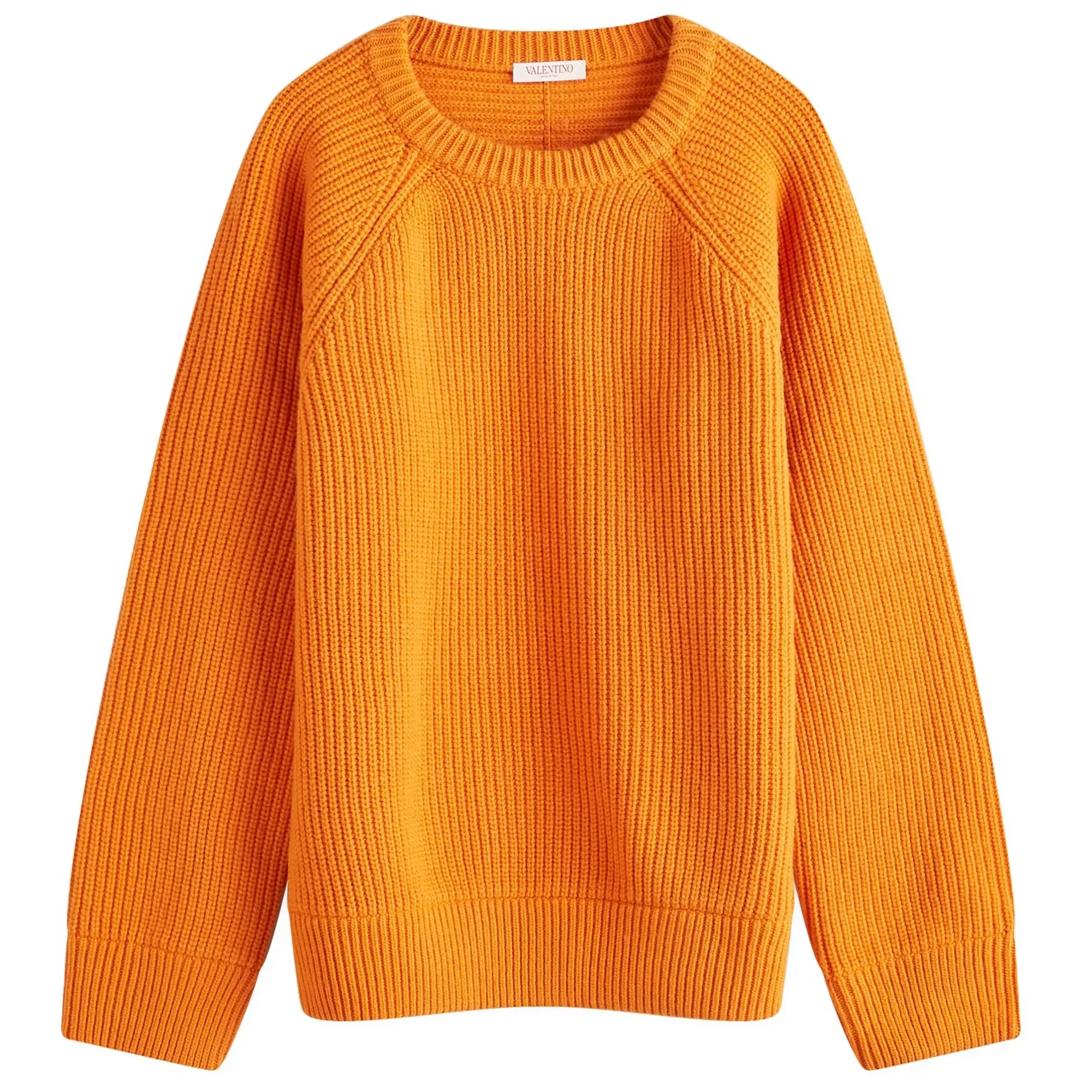 Valentino Men's Fisherman Rib Crew Knit Pure Orange