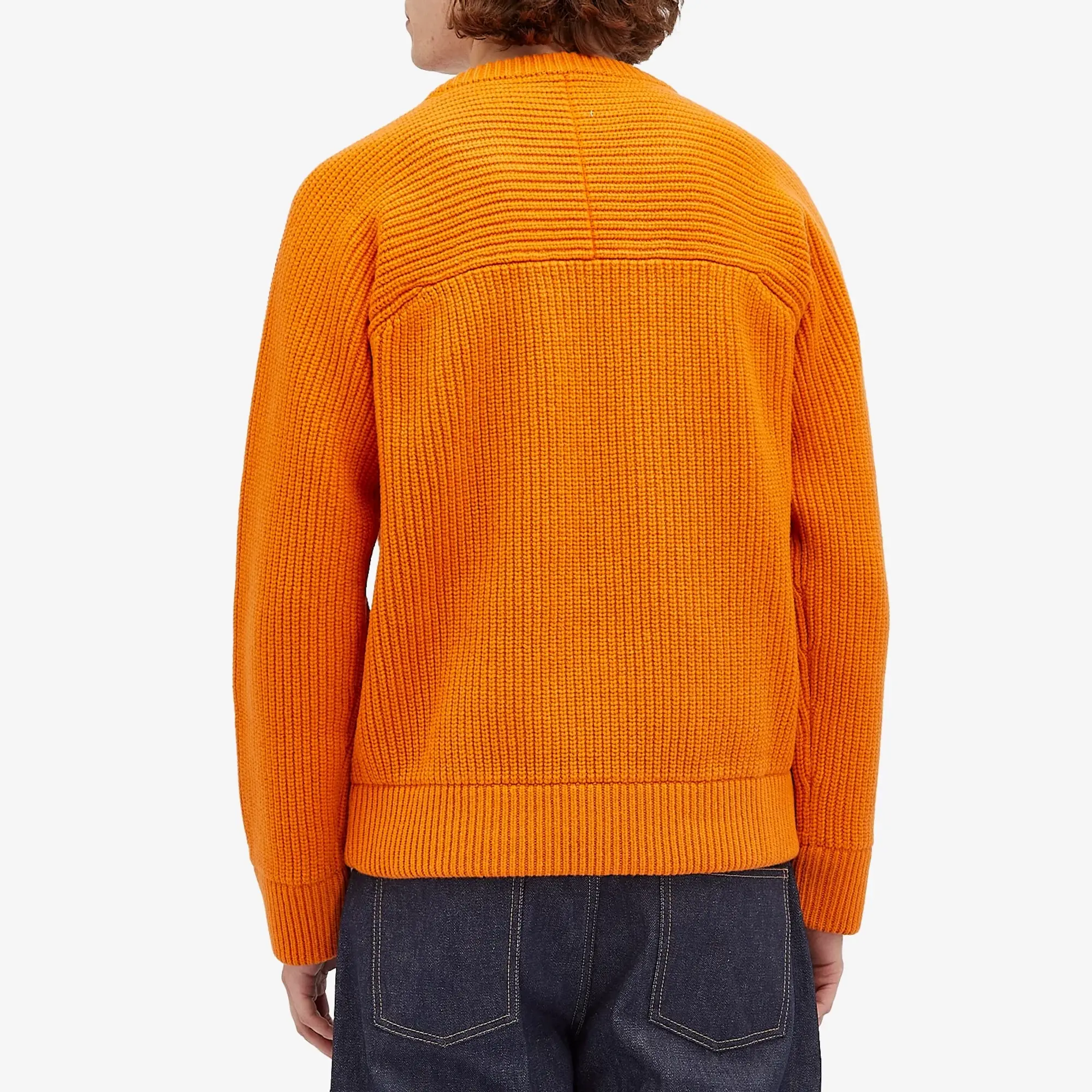 Valentino Men's Fisherman Rib Crew Knit Pure Orange