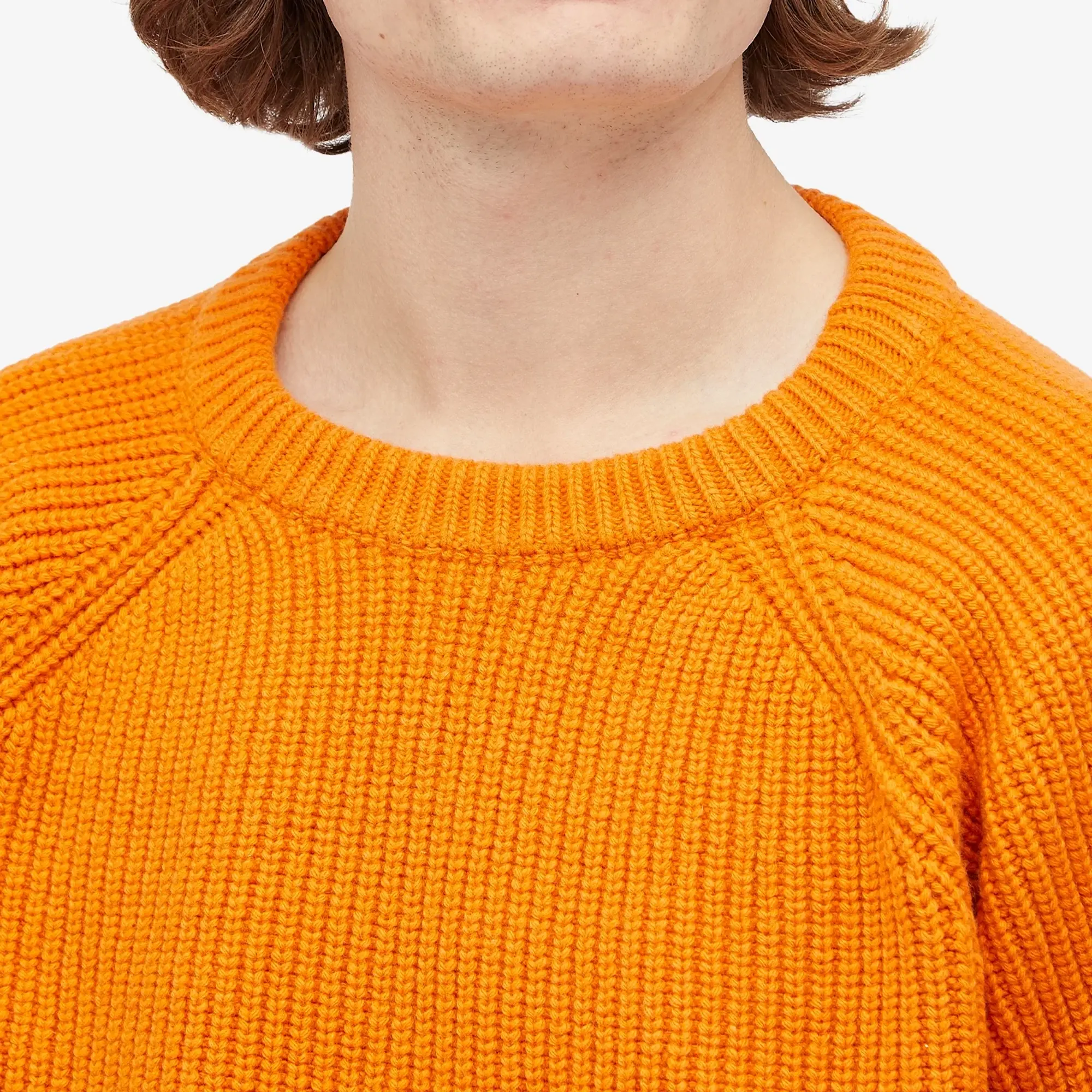 Valentino Men's Fisherman Rib Crew Knit Pure Orange