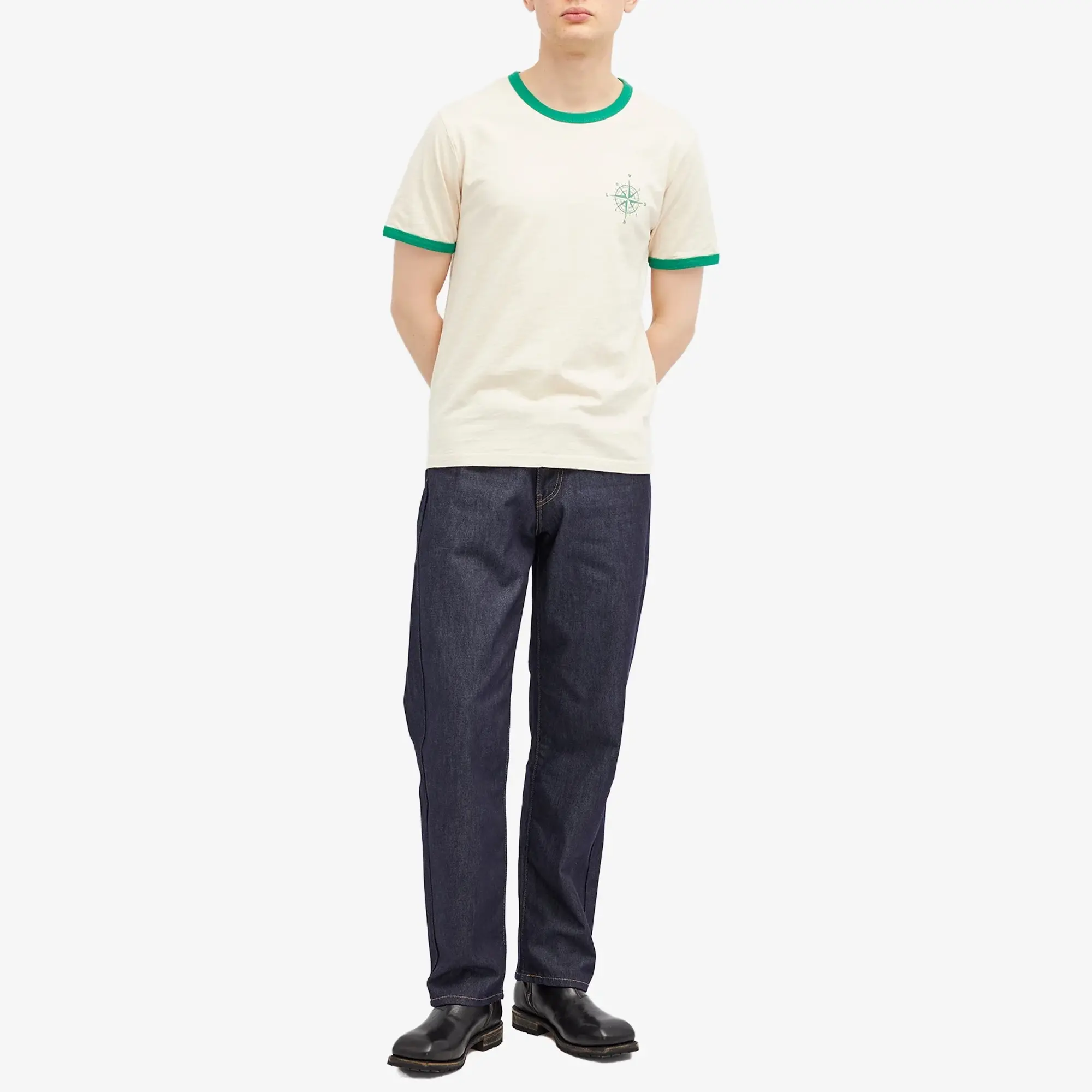 END. x Levis Ringer T-Shirt 'Mount Rambler' Ecru/Green
