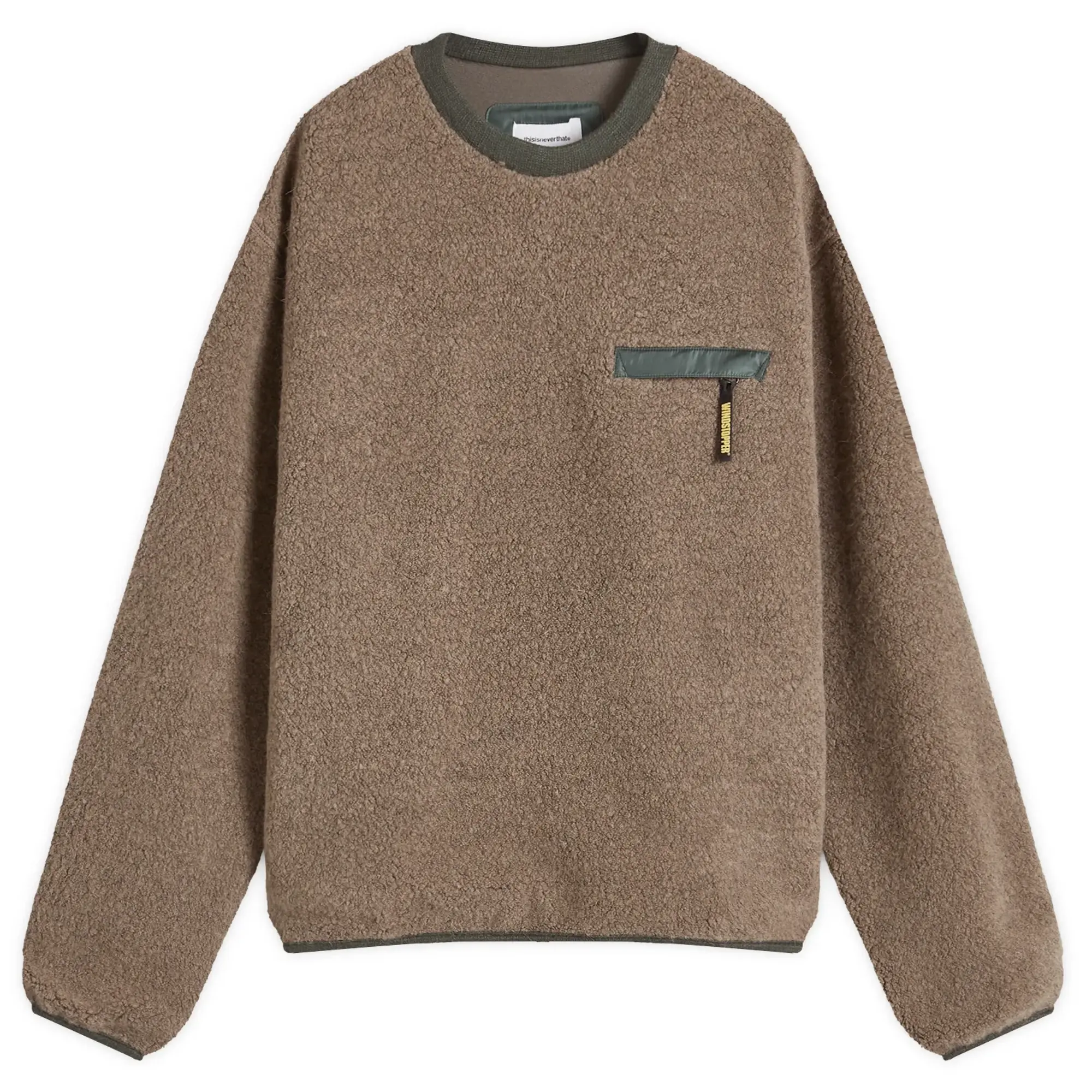 thisisneverthat Men's x Gore-Tex Windstopper Fleece Sweatshirt Mud