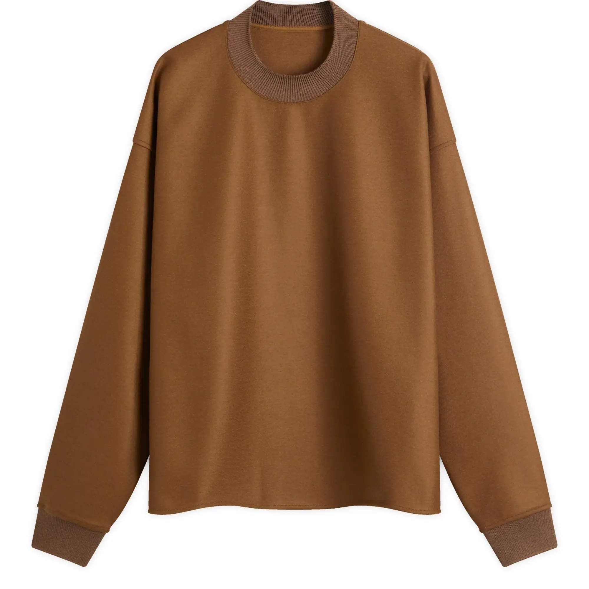 Jil Sander Men's Melton Wool Crew Sweatshirt Cinnamon
