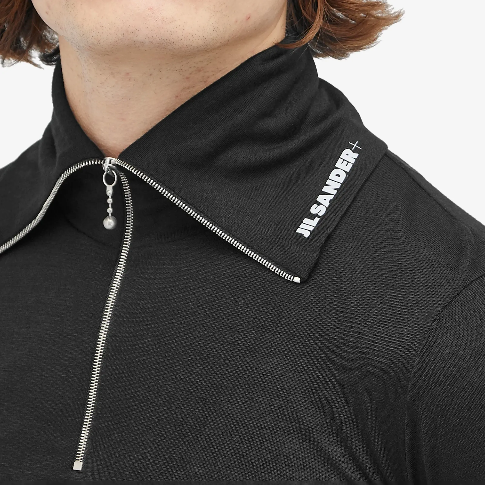 Jil Sander Plus Quarter Zip Wool Sweatshirt Black
