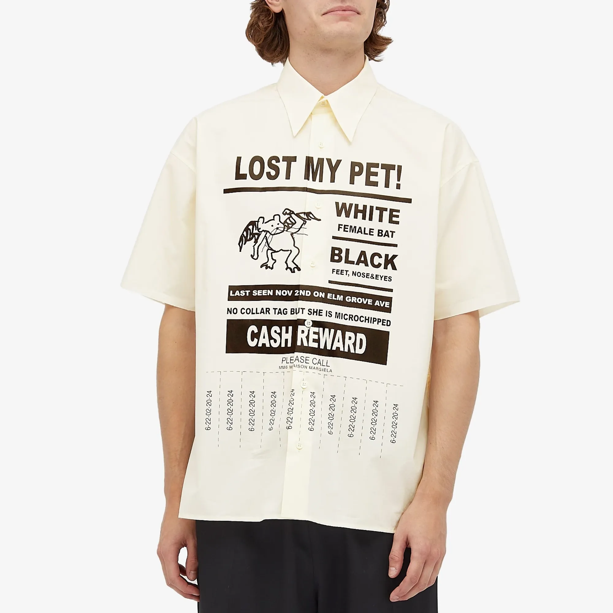 MM6 Maison Margiela Men's Lost My Pet Vacation Shirt Ivory