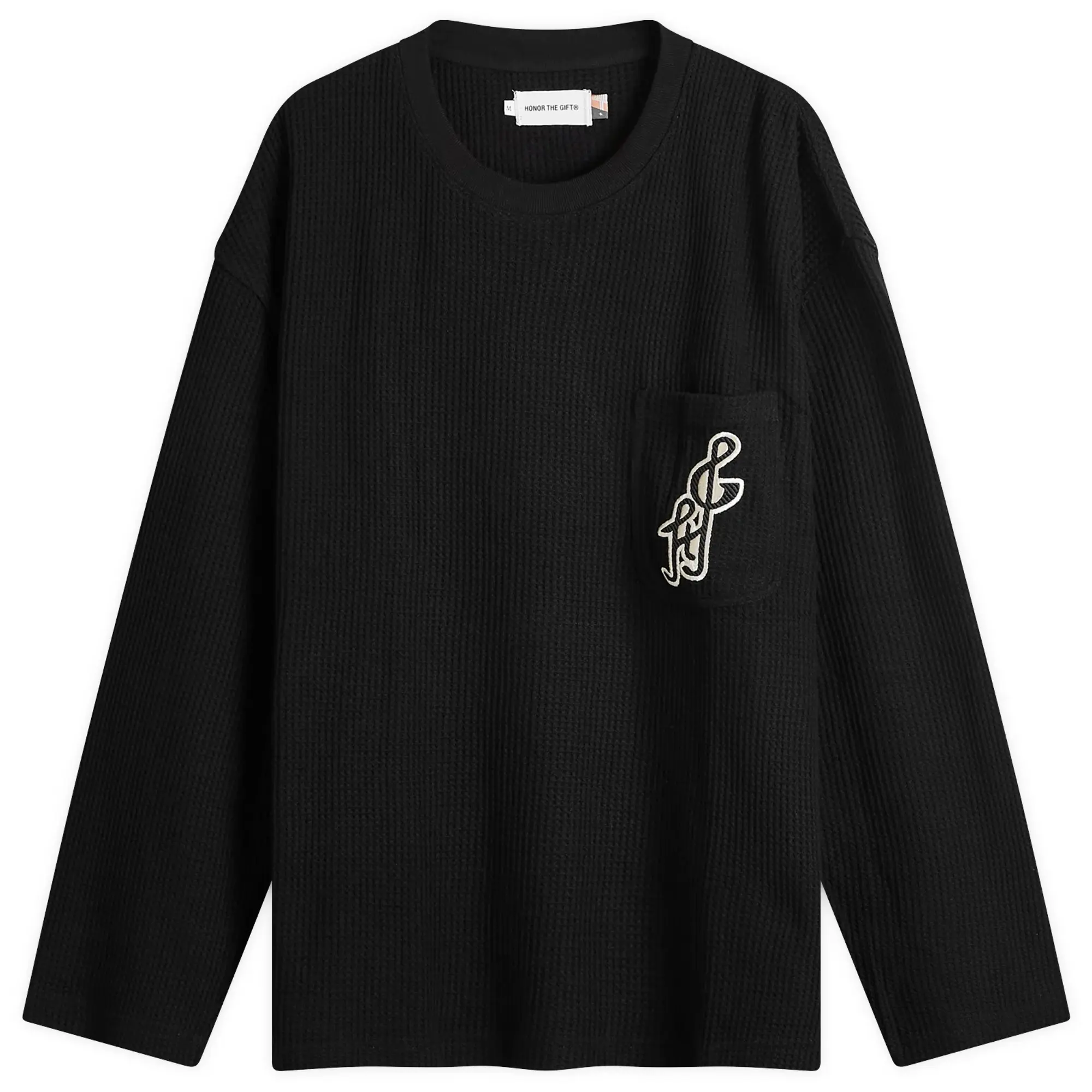 Honor the Gift Men's Notes Long Sleeve Waffle T-Shirt Black