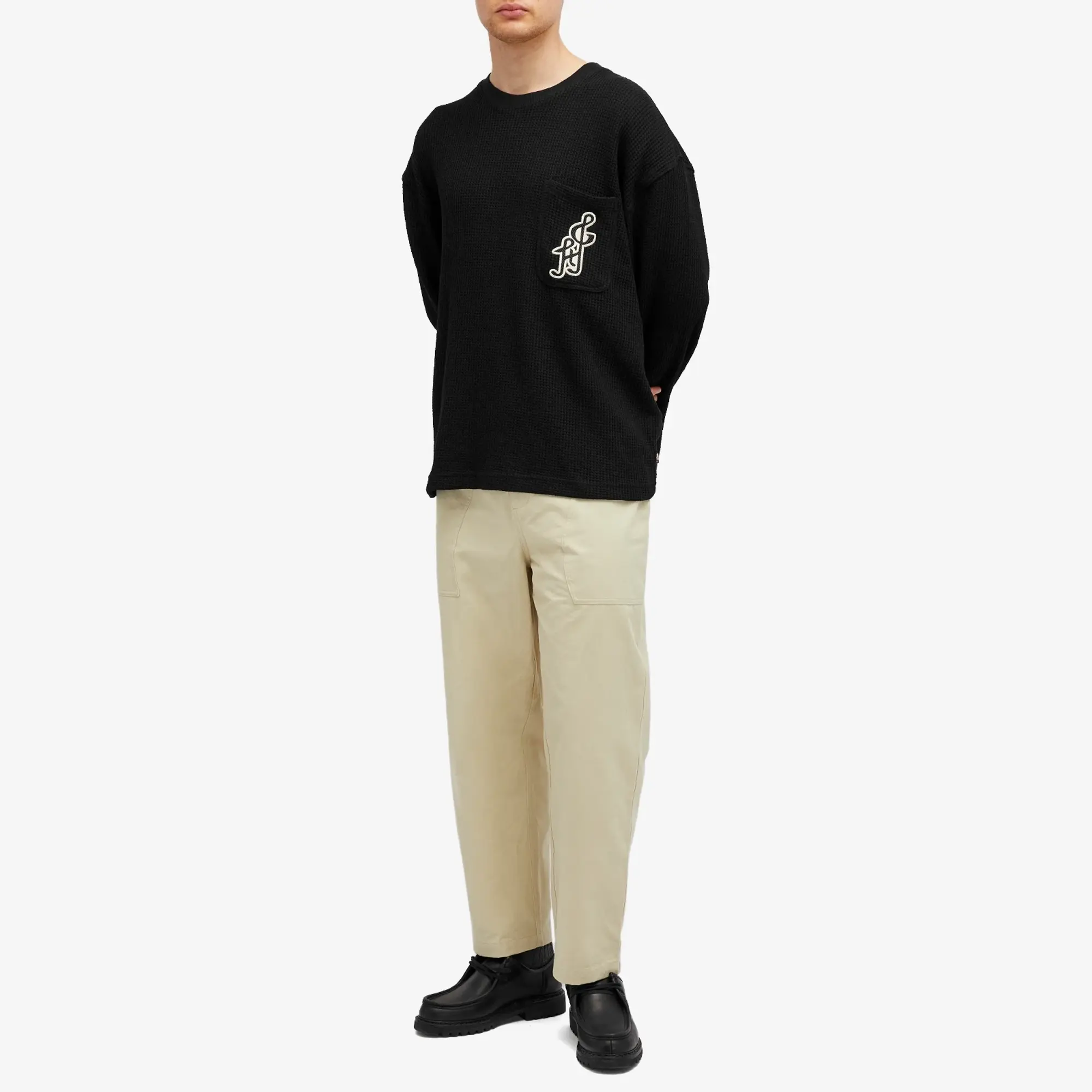 Honor the Gift Men's Notes Long Sleeve Waffle T-Shirt Black