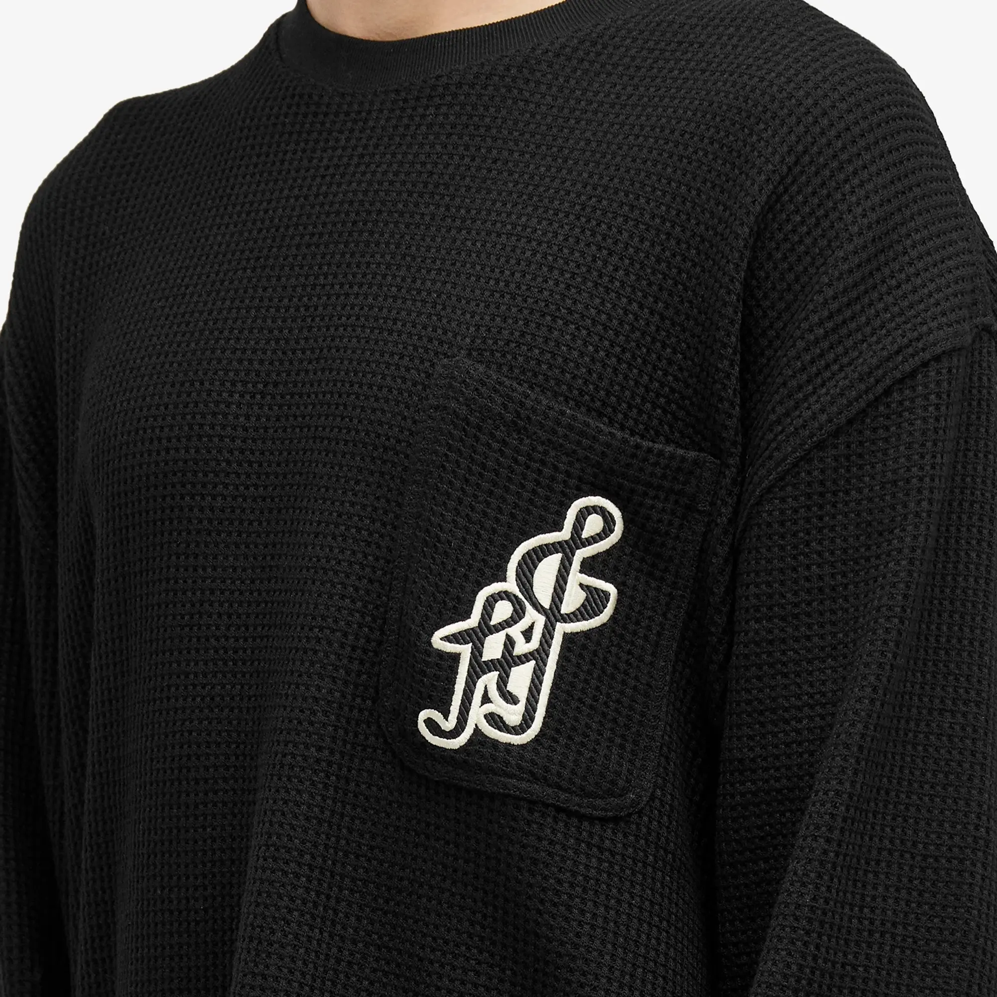 Honor the Gift Men's Notes Long Sleeve Waffle T-Shirt Black