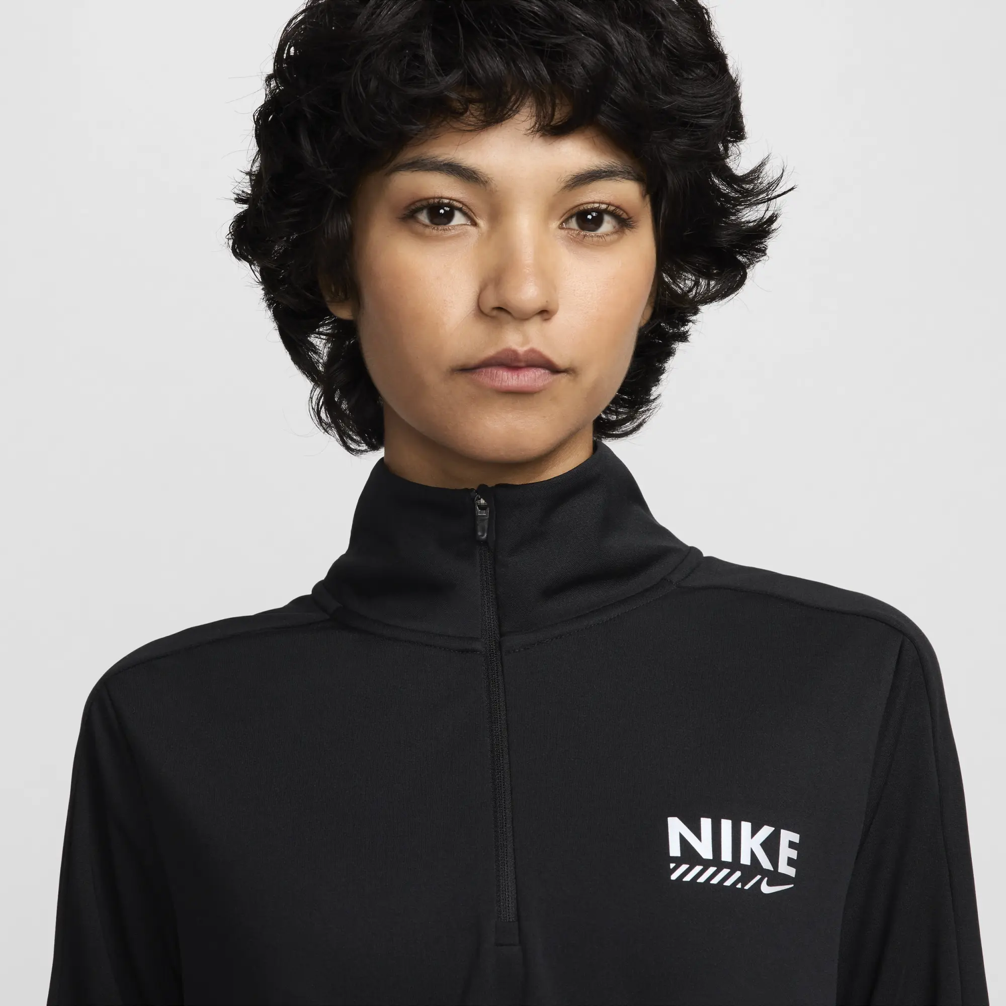 Nike Womens Dri-FIT Pacer Quarter Zip T-Shirt - Black - Size S - Black