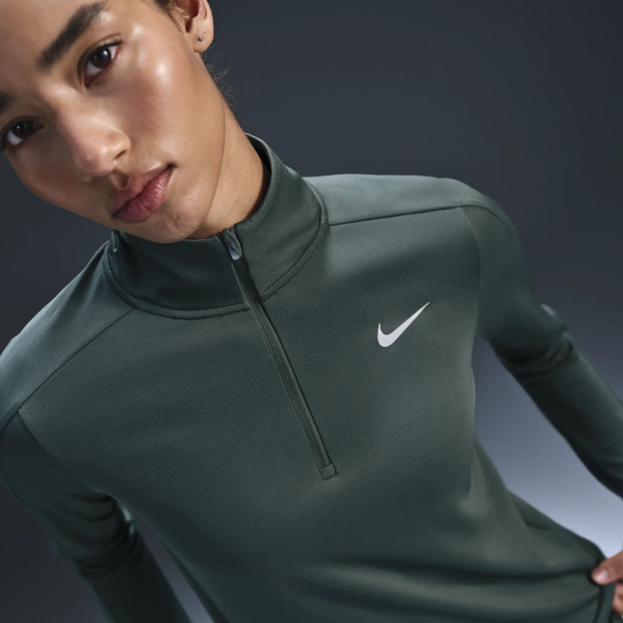 Nike Running Pacer 1/4 Zip Dri-FIT Track Top - Vintage Green - Womens