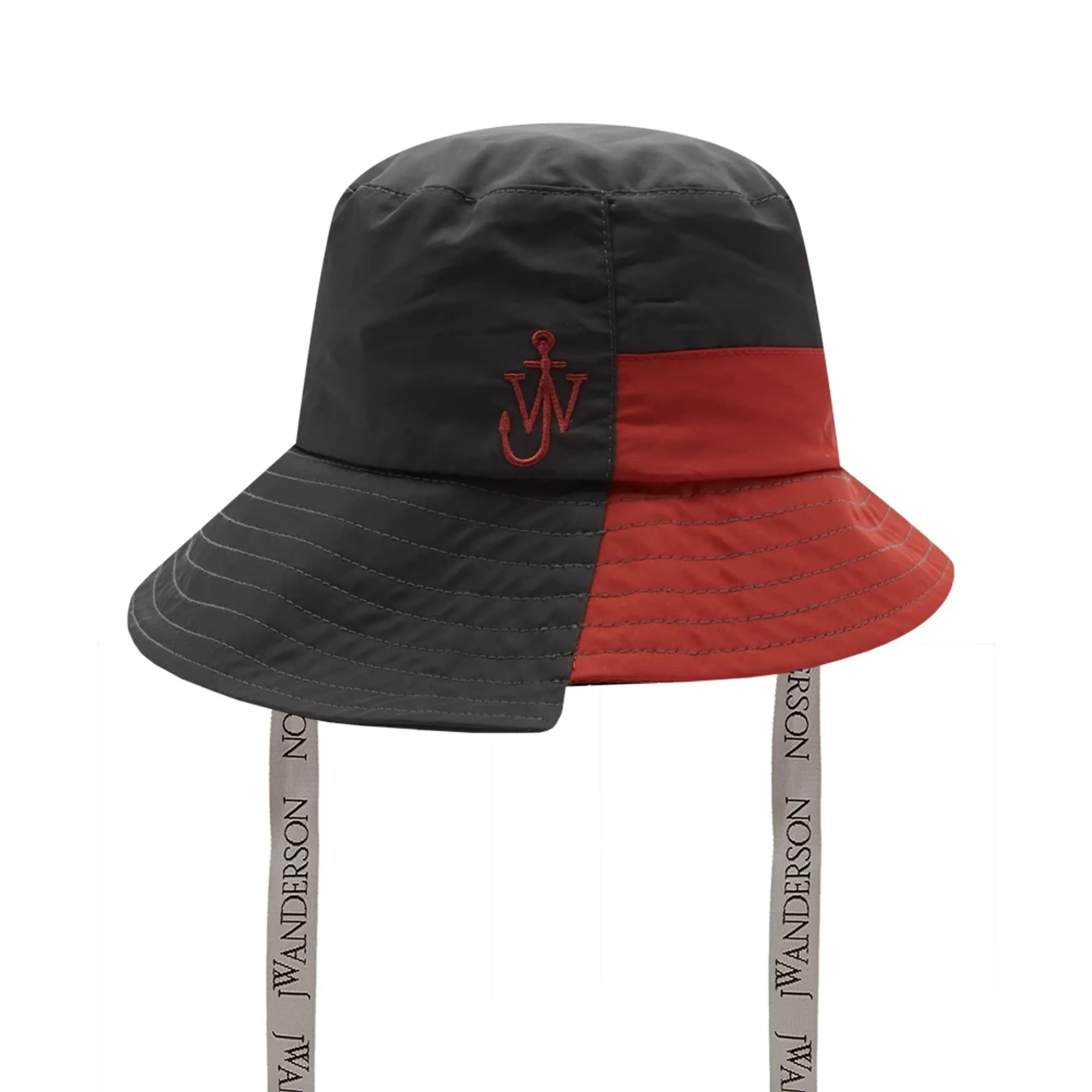 JW Anderson Men's Asymmetric Bucket Hat Black/Red AC0101-FA0214
