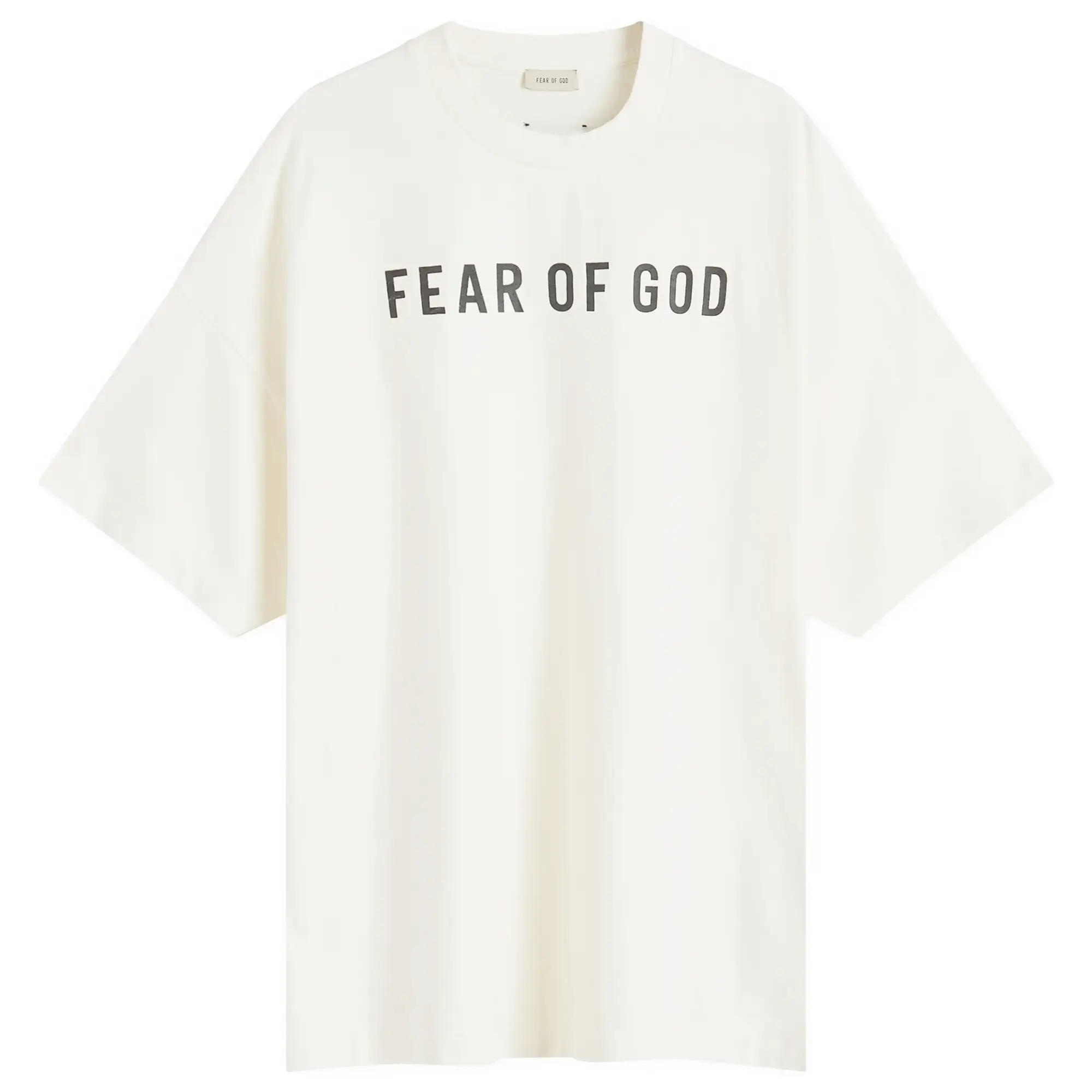 Fear of God Men's Short Sleeve Text Print T-Shirt Cream