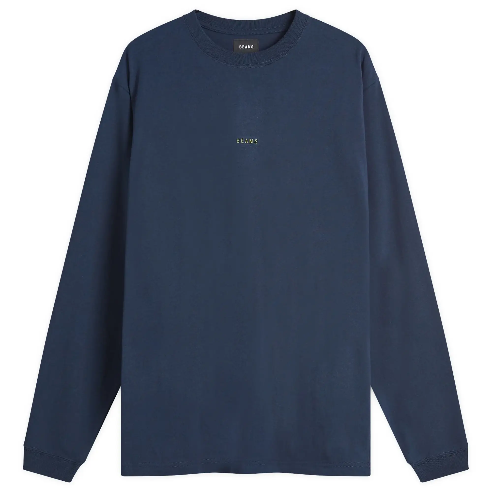 BEAMS Men's Mini Logo Long Sleeve T-Shirt Navy