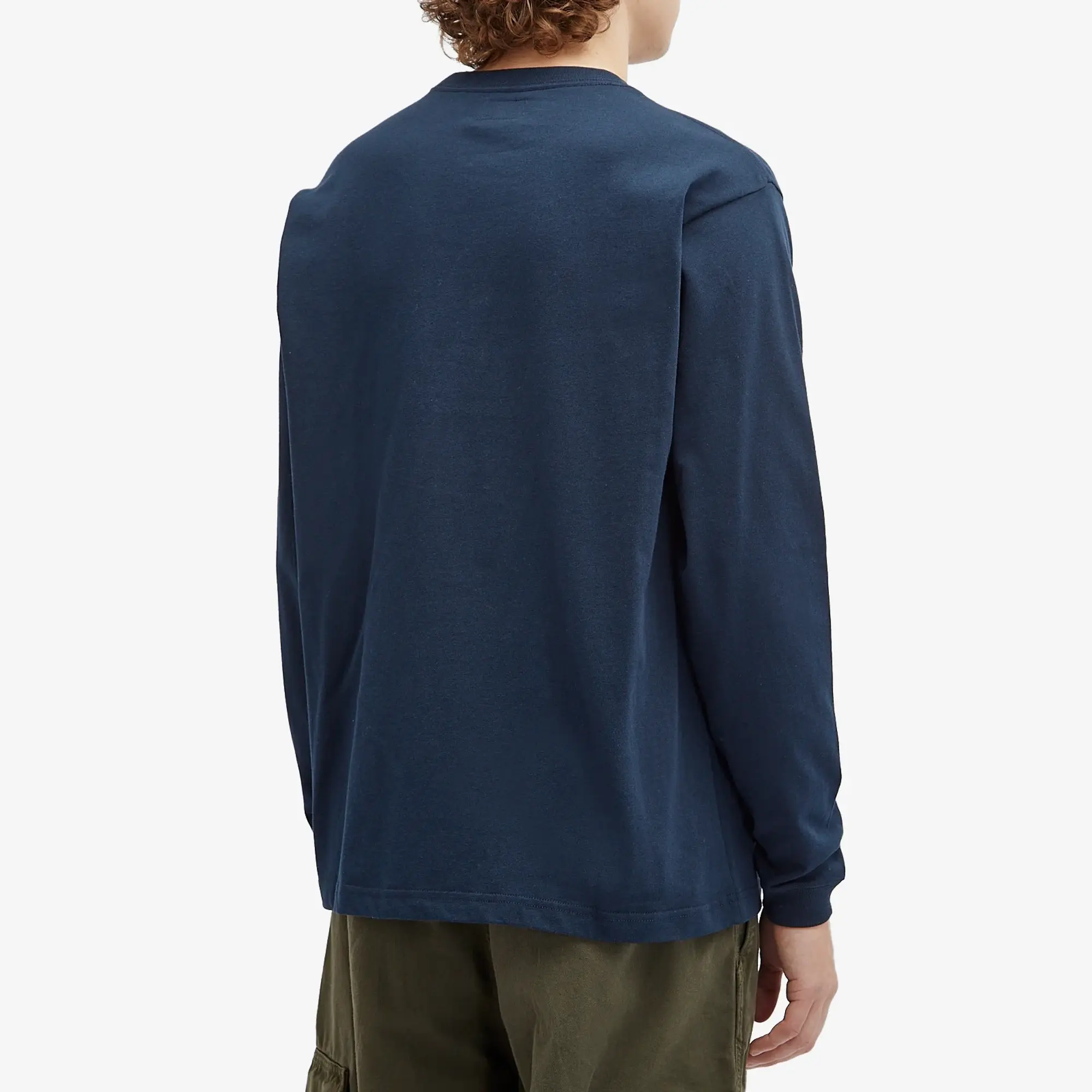 BEAMS Men's Mini Logo Long Sleeve T-Shirt Navy
