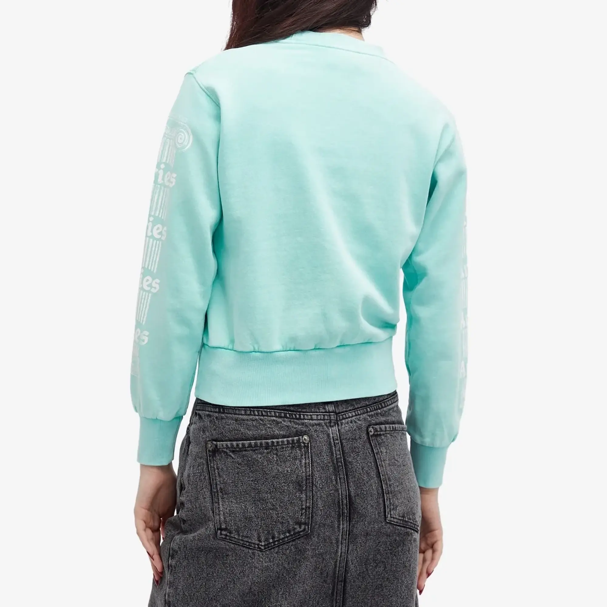 Aries Women's Baby Fit Aged Ancient Column Sweatshirt Aqua